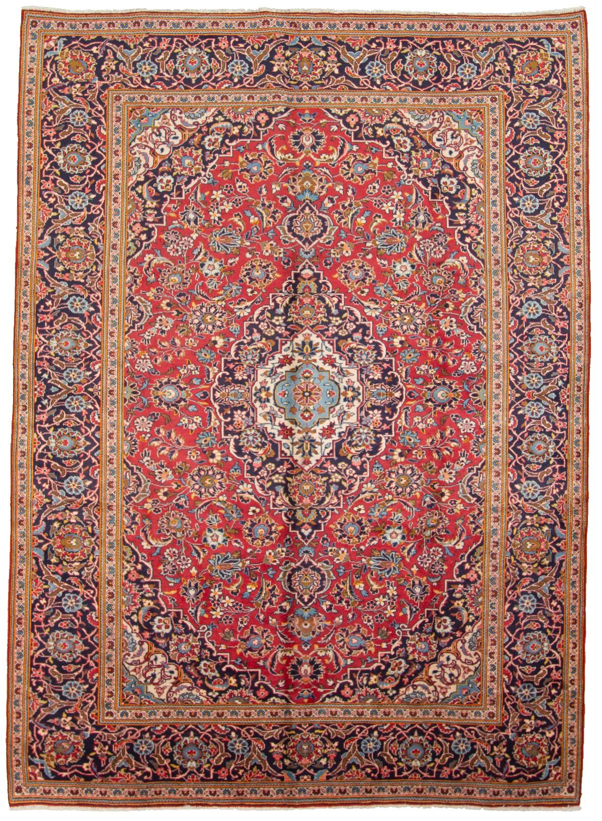 Hand-knotted Kashan  Wool Rug 7'10" x 10'9" Size: 7'10" x 10'9"  