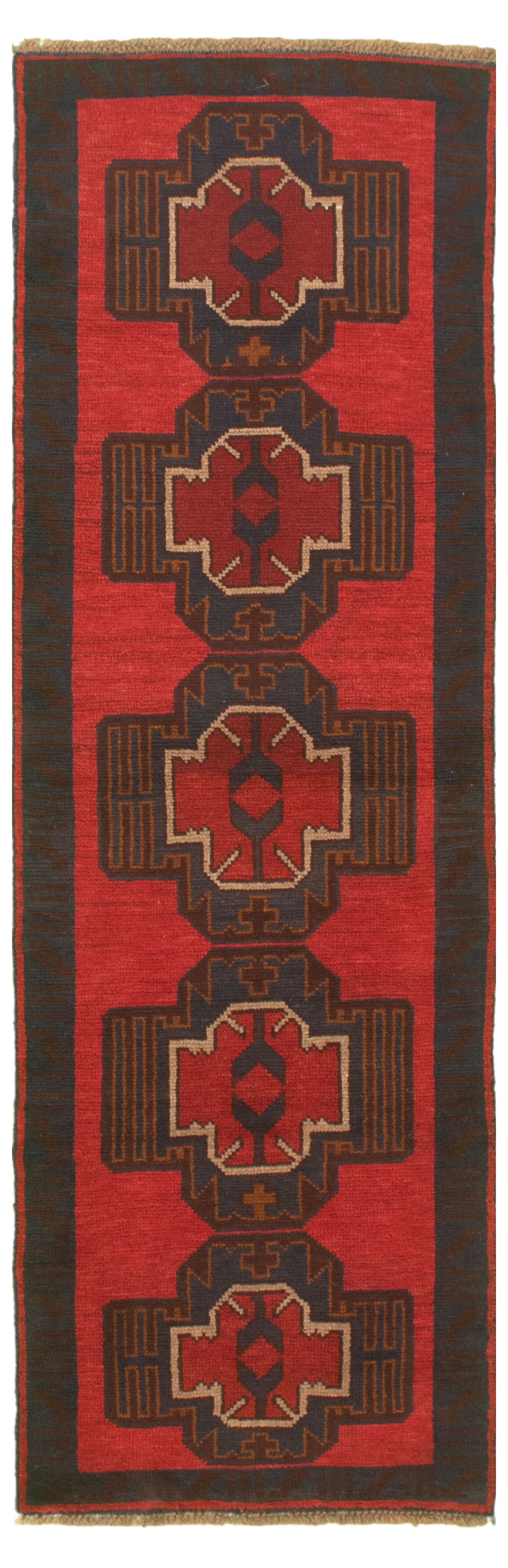 Hand-knotted Baluch Red Wool Rug 2'5" x 7'10" Size: 2'5" x 7'10"  