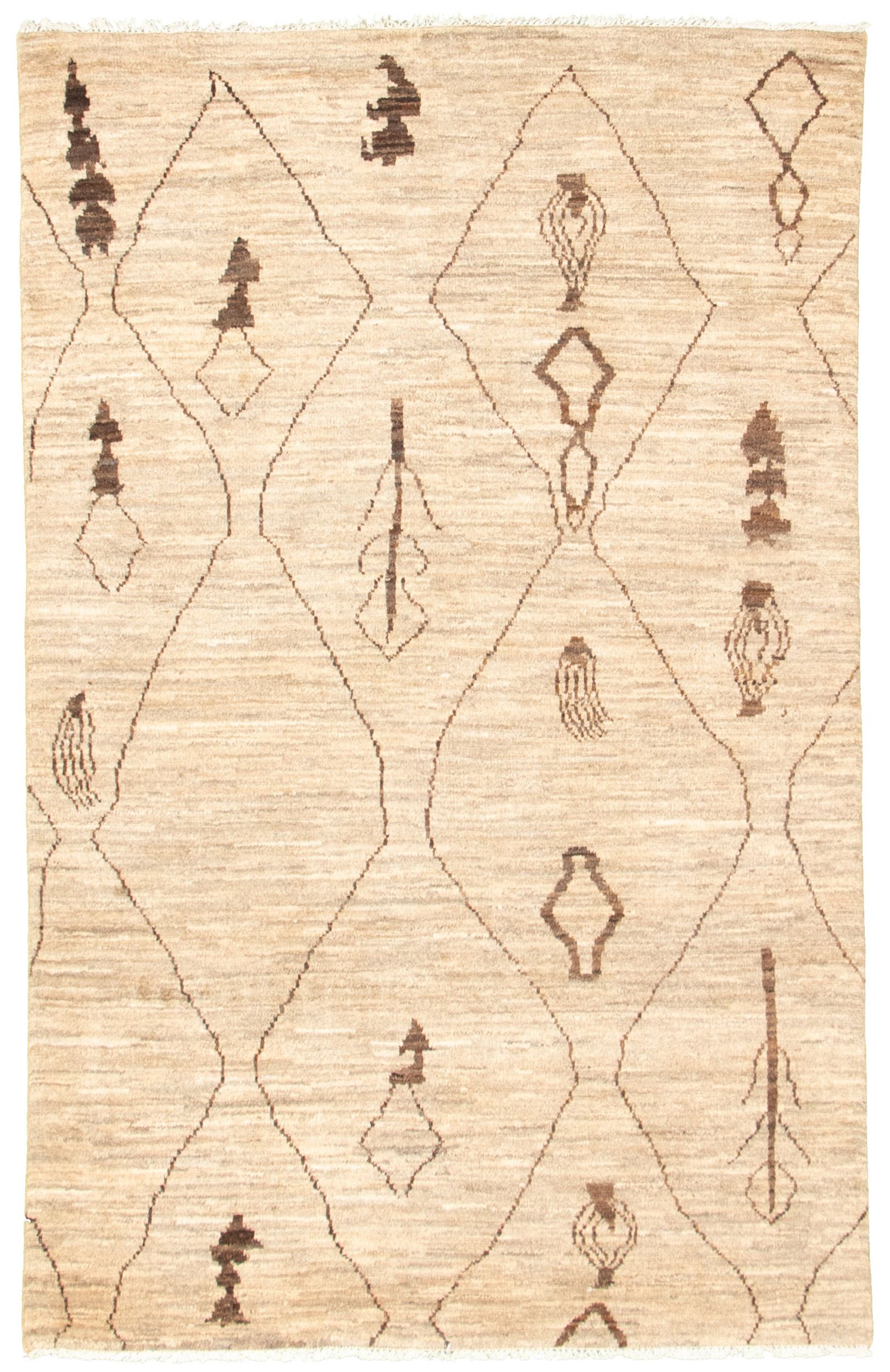 Hand-knotted Marrakech Khaki Wool Rug 4'9" x 7'8" Size: 4'9" x 7'8"  