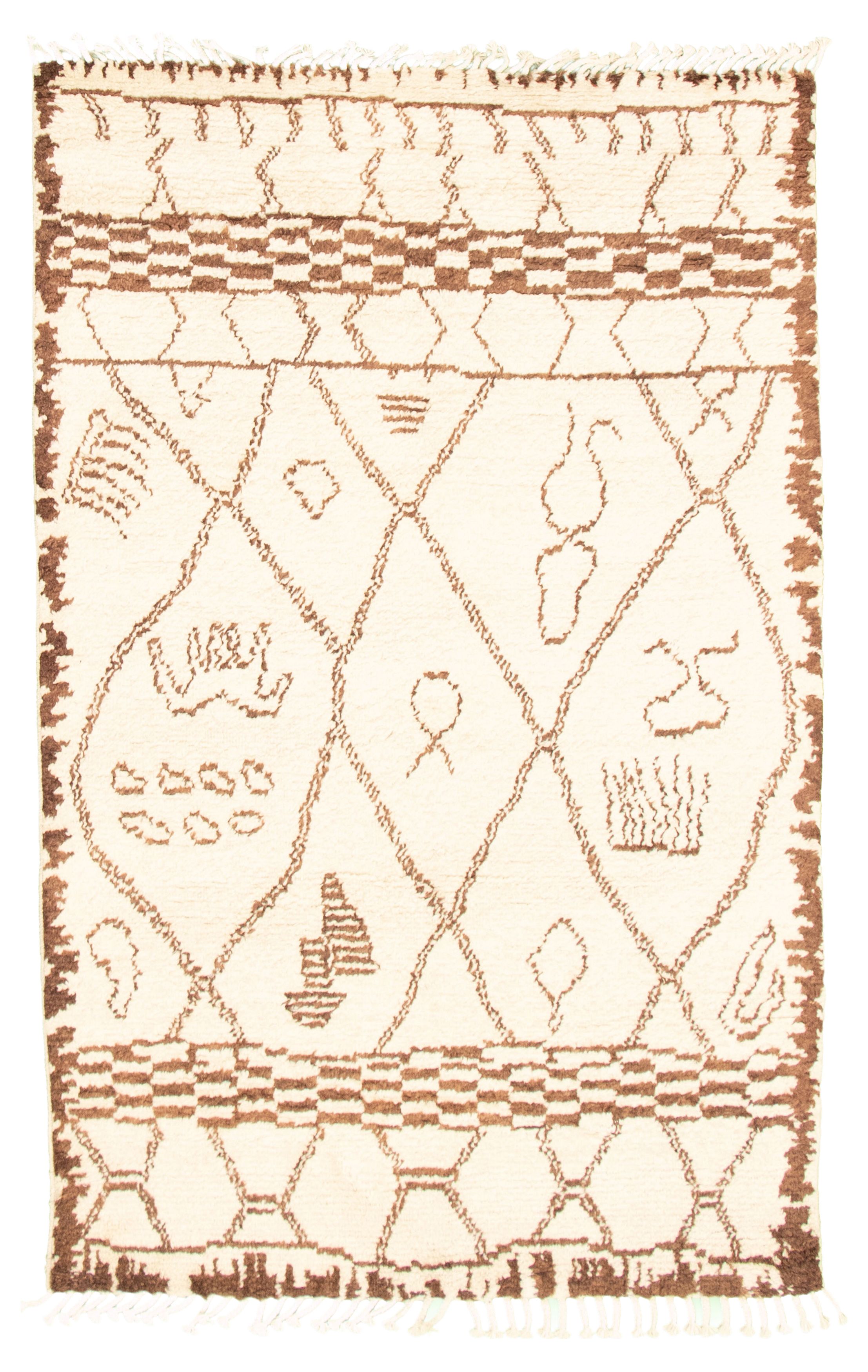 Hand-knotted Marrakech Cream Wool Rug 5'0" x 7'11" Size: 5'0" x 7'11"  