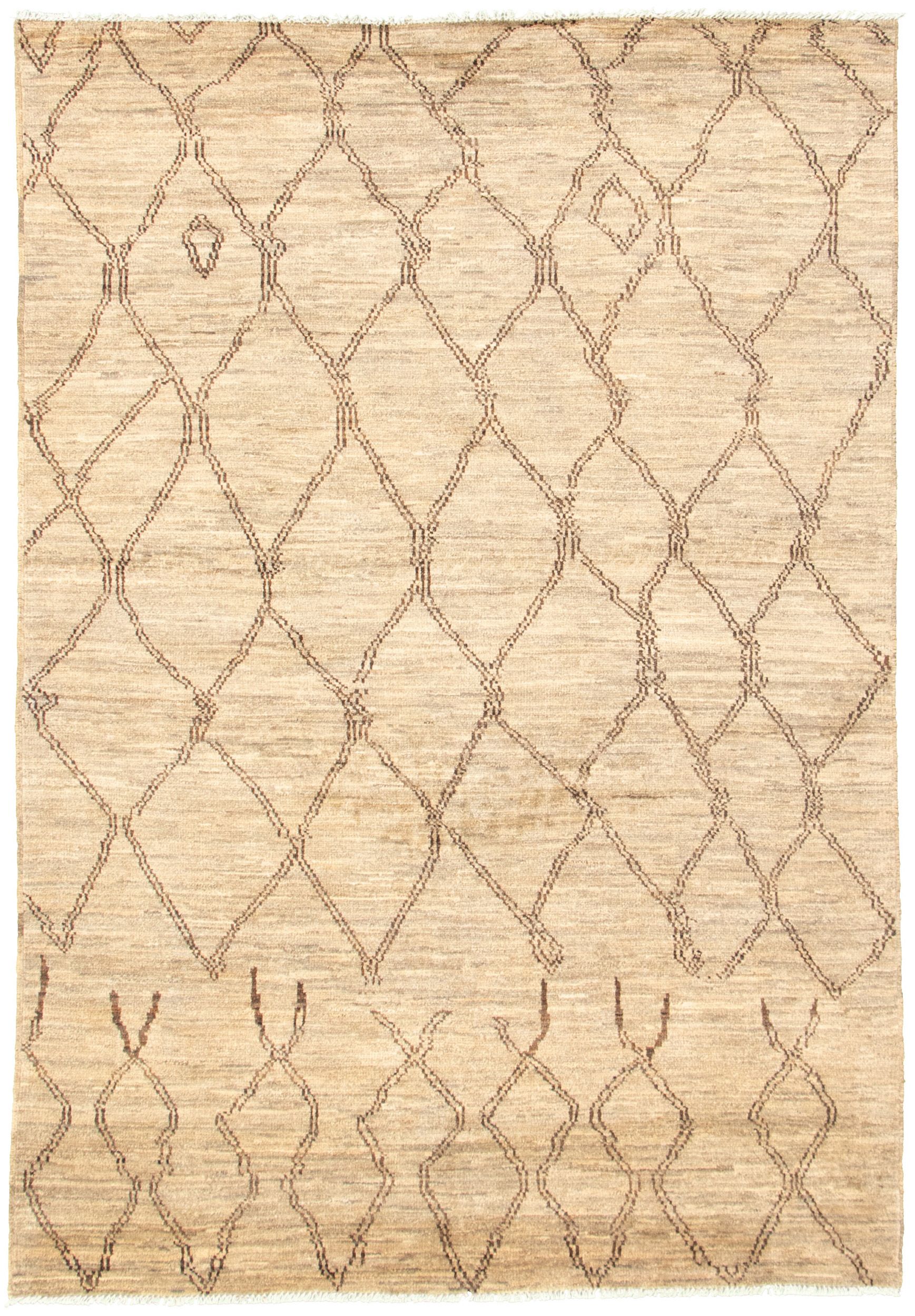 Hand-knotted Marrakech Grey, Khaki Wool Rug 6'0" x 8'8" Size: 6'0" x 8'8"  