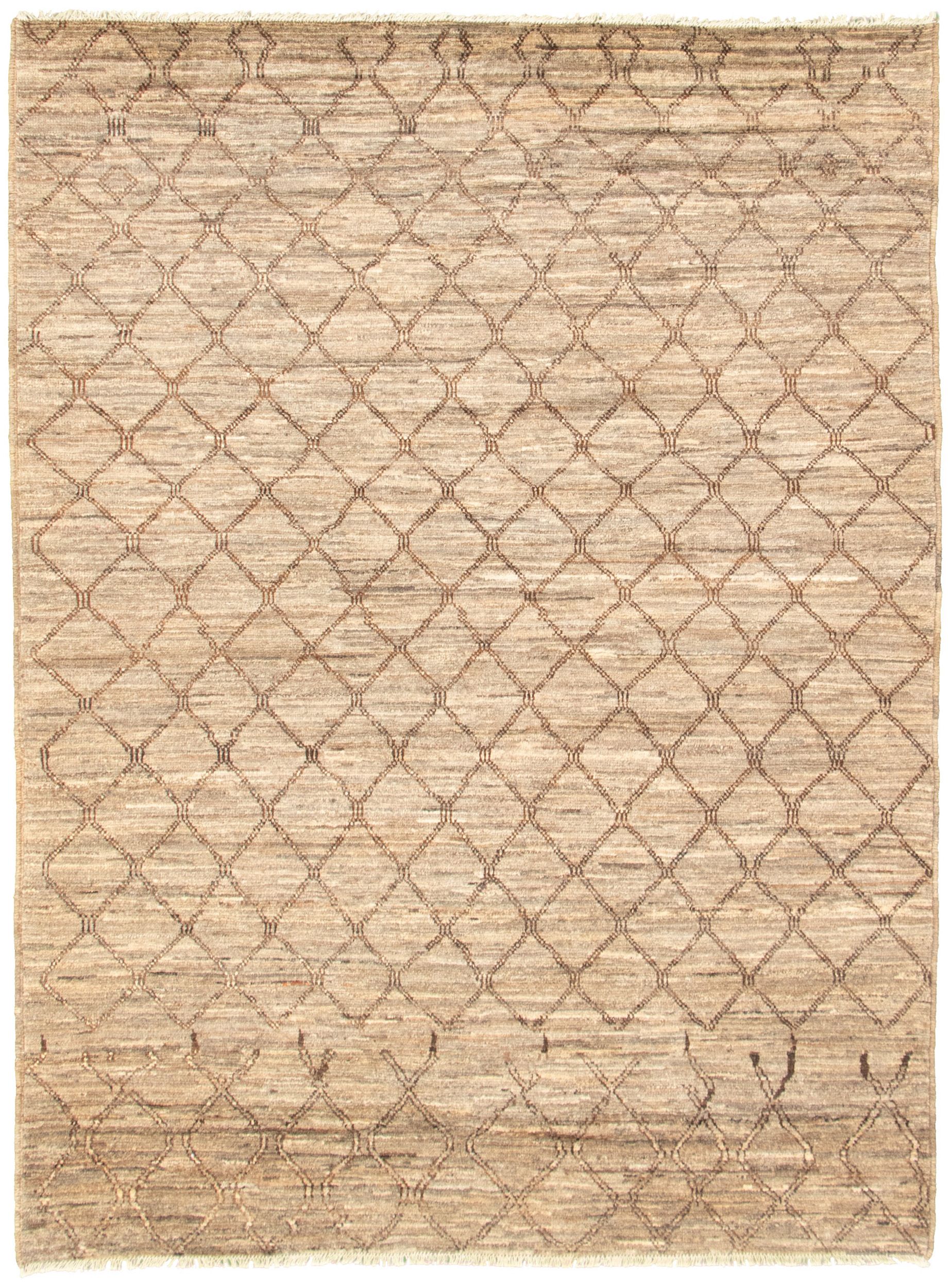 Hand-knotted Marrakech Grey, Khaki Wool Rug 6'3" x 8'5" Size: 6'3" x 8'5"  
