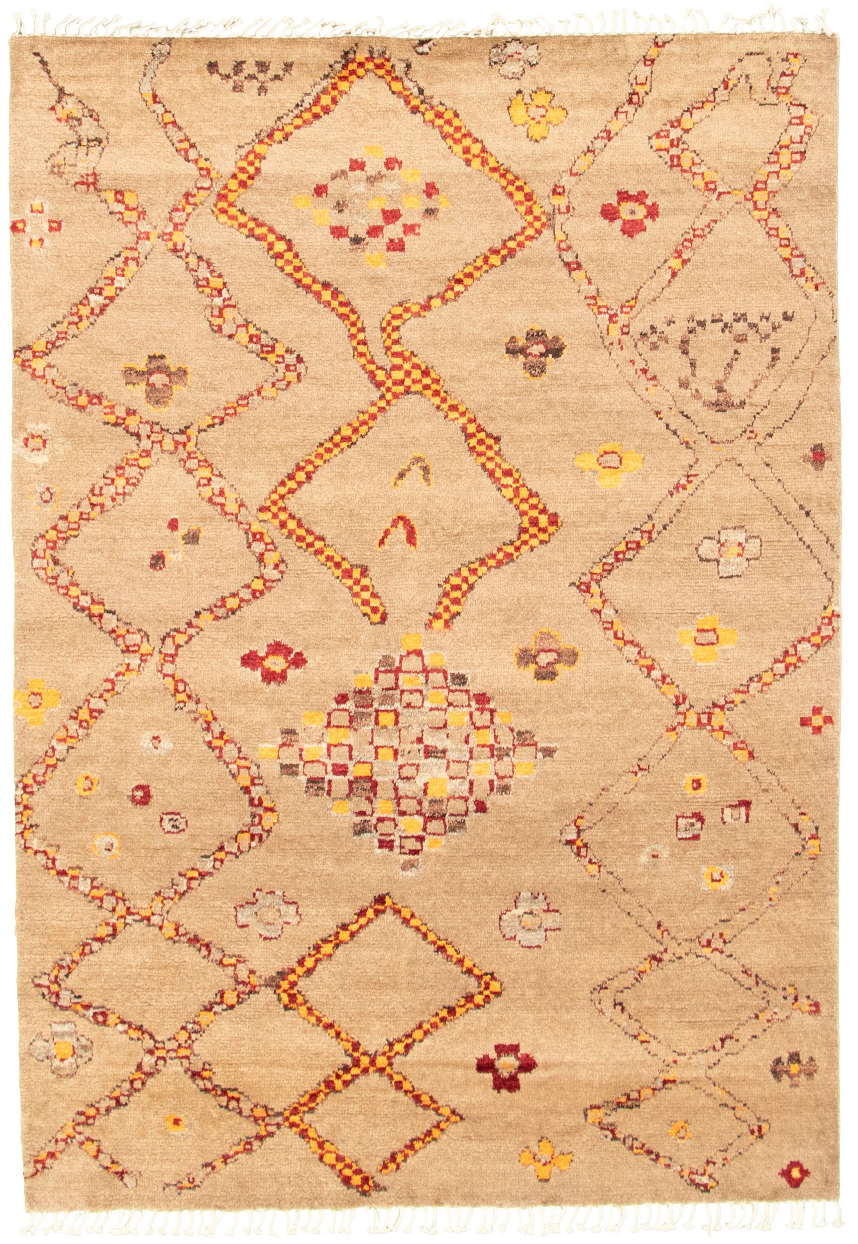 Hand-knotted Marrakech Tan Wool Rug 6'1" x 8'9" Size: 6'1" x 8'9"  