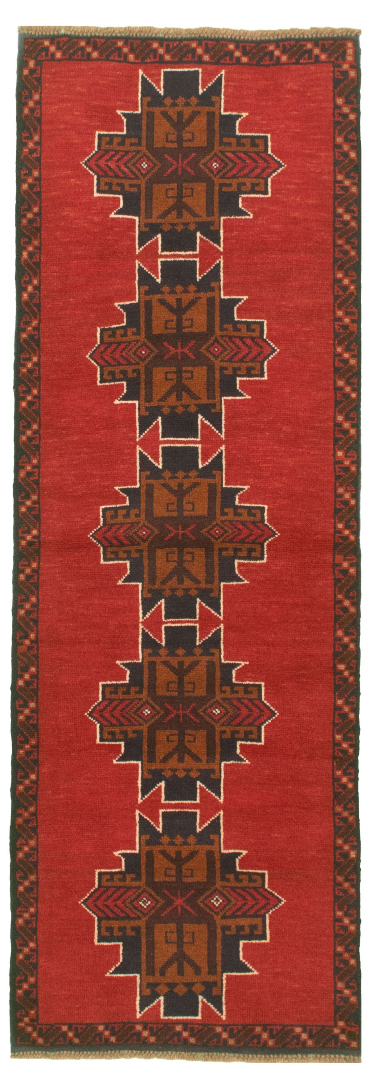 Hand-knotted Baluch Red Wool Rug 2'3" x 6'7" Size: 2'3" x 6'7"  