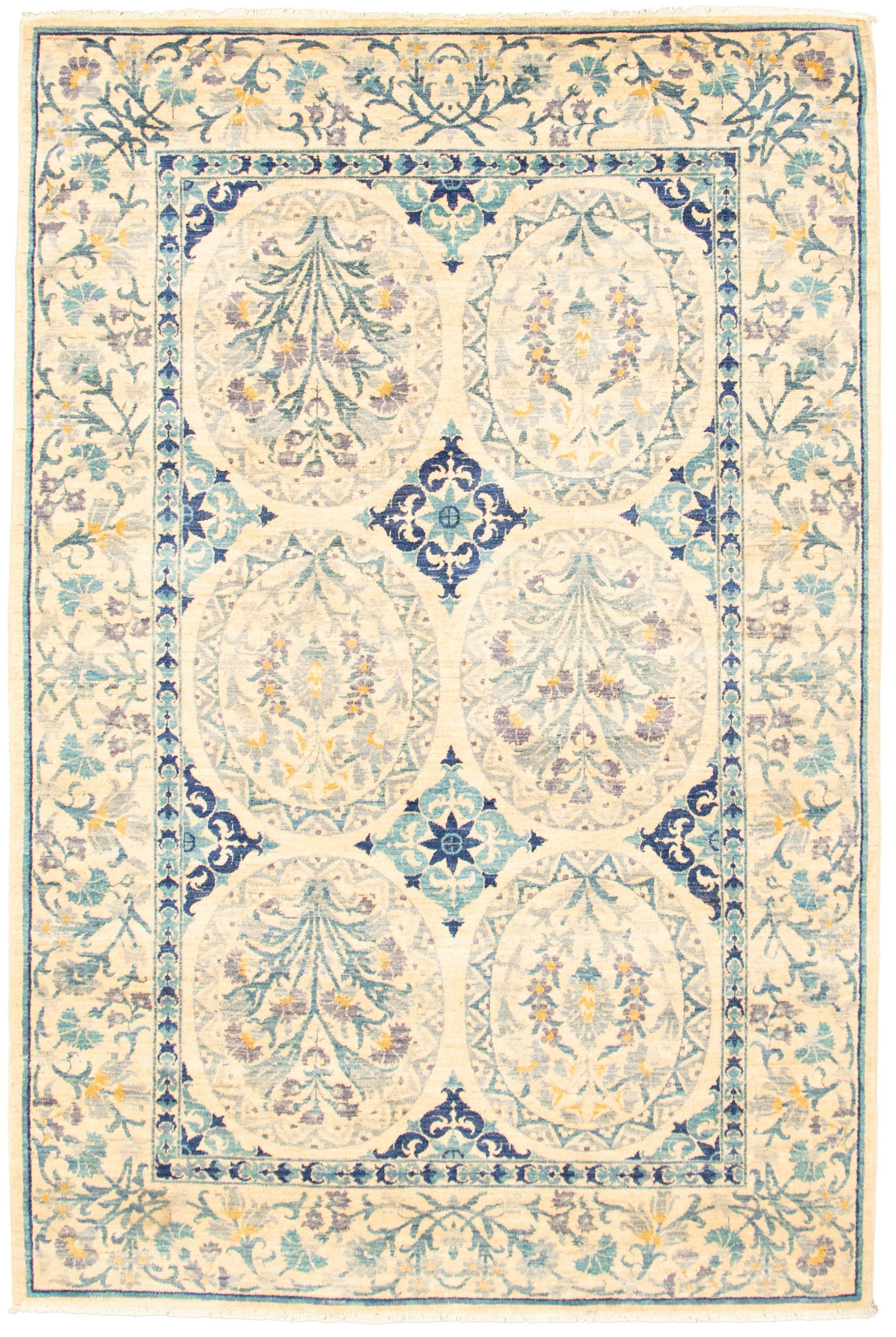 Hand-knotted Signature Collection Ivory Wool Rug 6'2" x 9'4" Size: 6'2" x 9'4"  