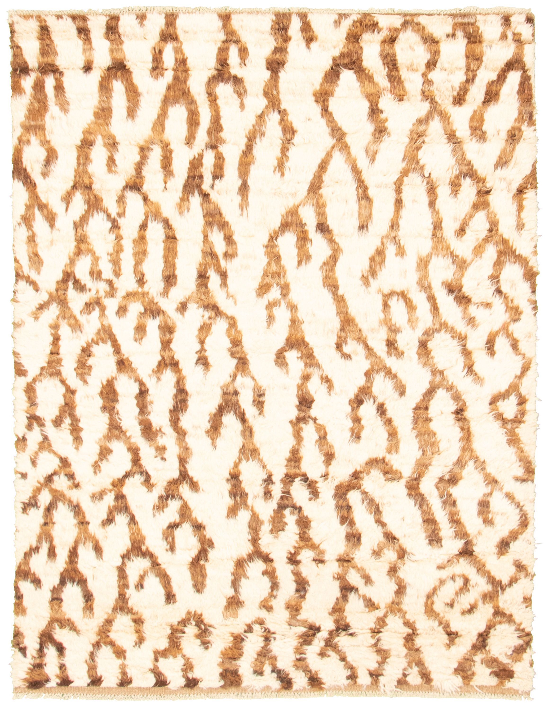Hand-knotted Abstract Lahore Legacy Cream Wool Rug 5'5" x 7'2" Size: 5'5" x 7'2"  