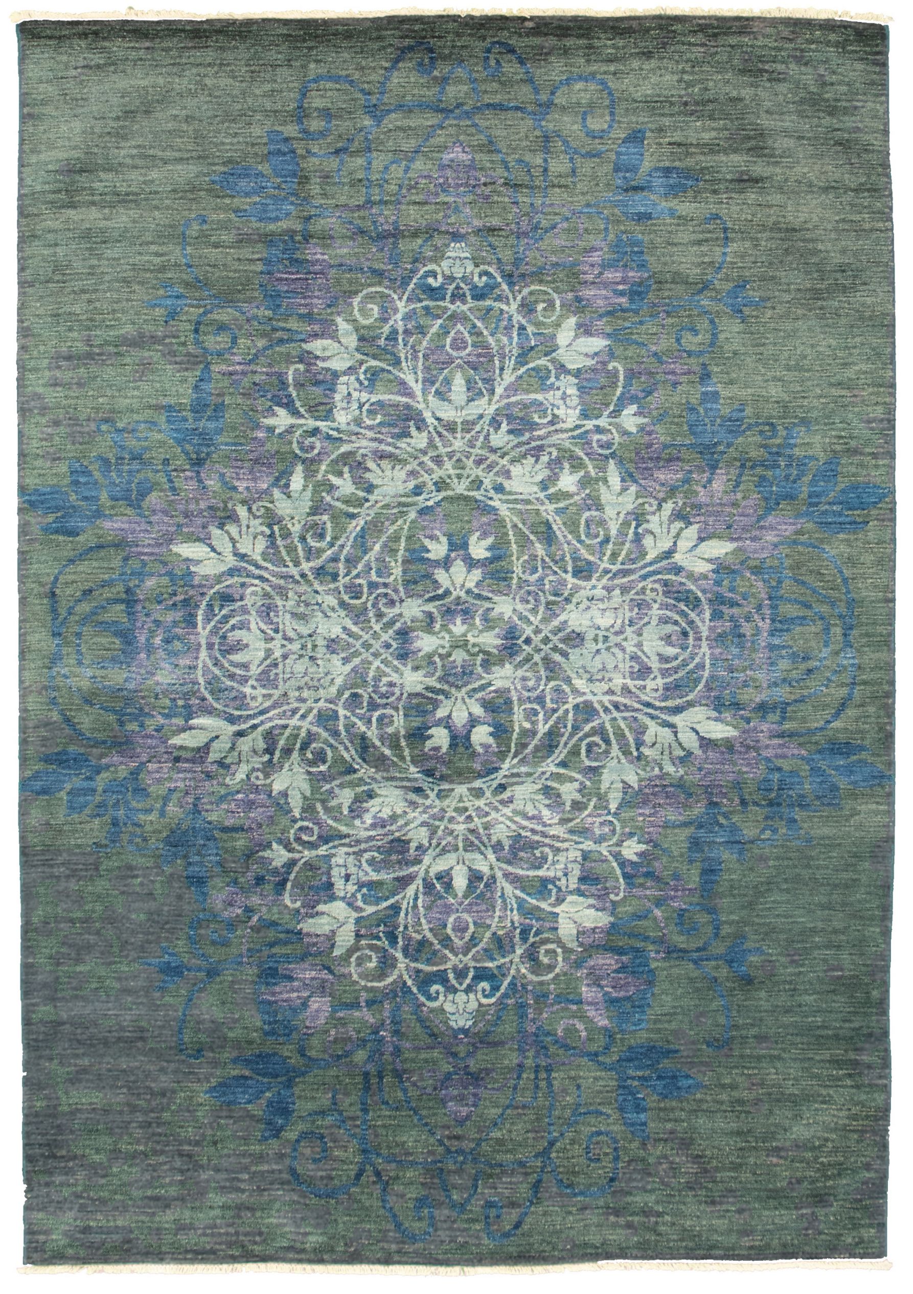Hand-knotted Signature Collection Dark Grey Wool Rug 6'1" x 8'8" Size: 6'1" x 8'8"  