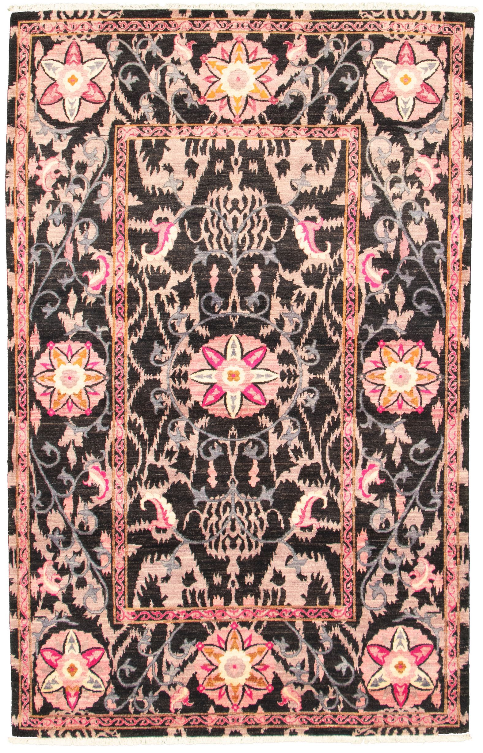 Hand-knotted Signature Collection Black Wool Rug 5'10" x 9'2" Size: 5'10" x 9'0"  