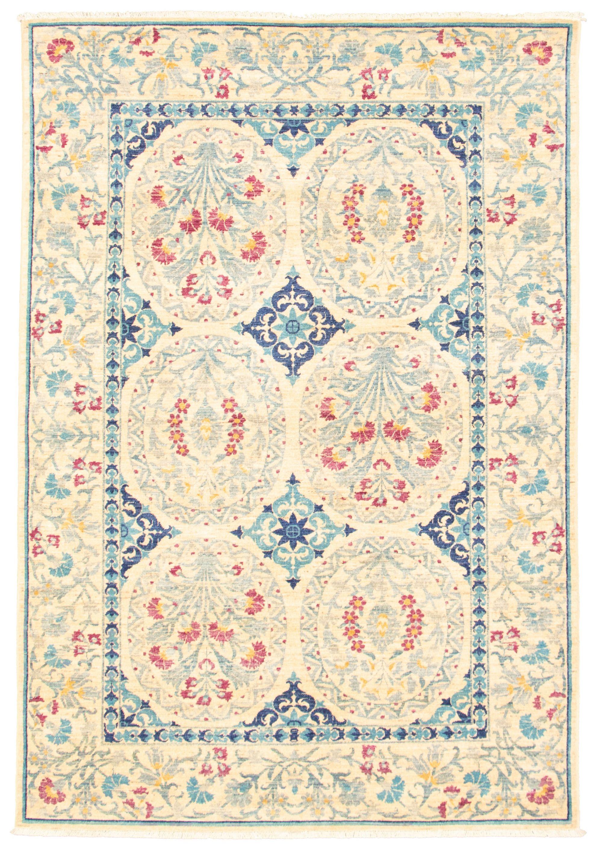 Hand-knotted Signature Collection Ivory Wool Rug 6'1" x 8'11" Size: 6'1" x 8'11"  