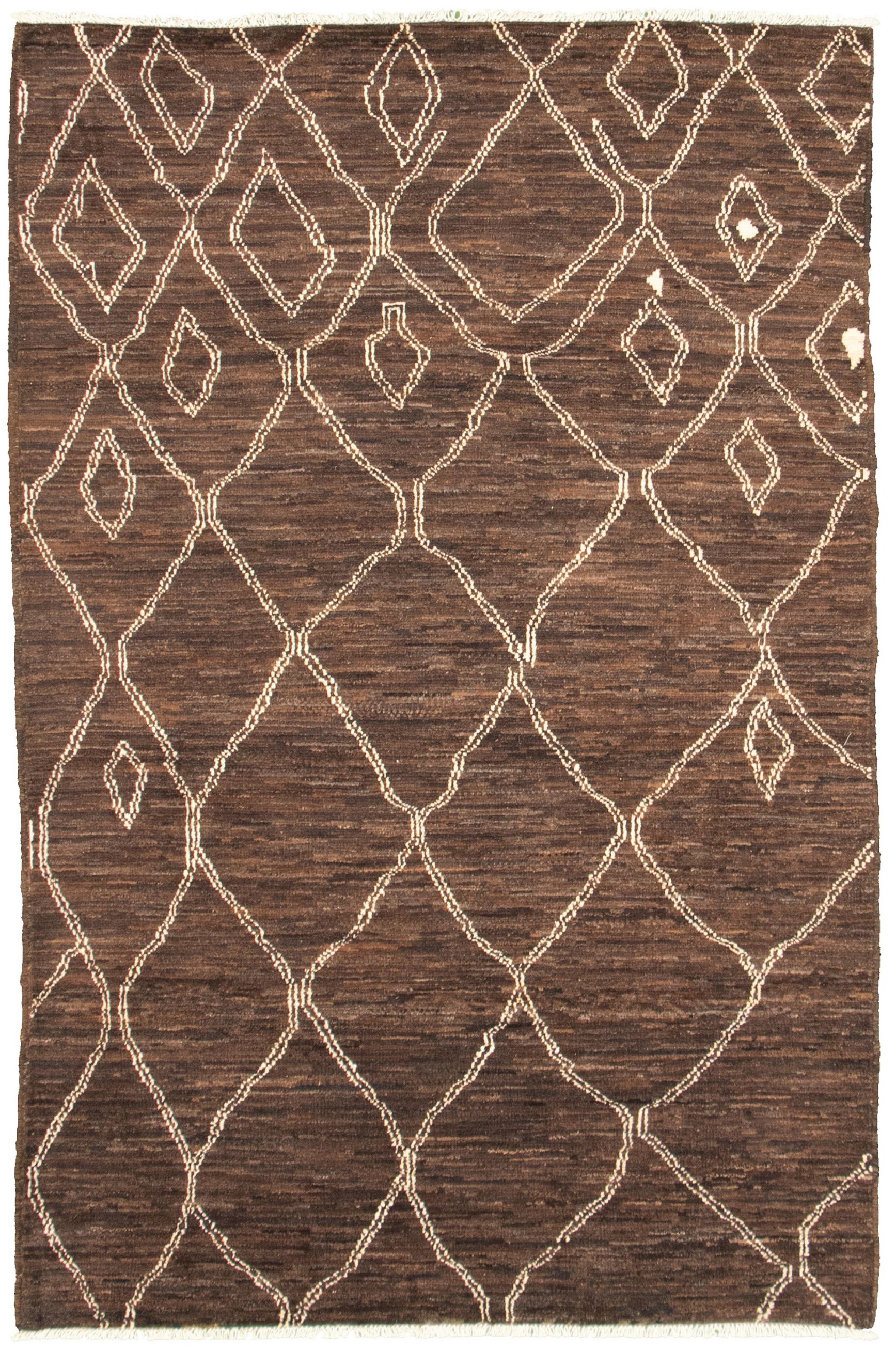 Hand-knotted Marrakech Dark Brown Wool Rug 5'1" x 7'8" Size: 5'1" x 7'8"  