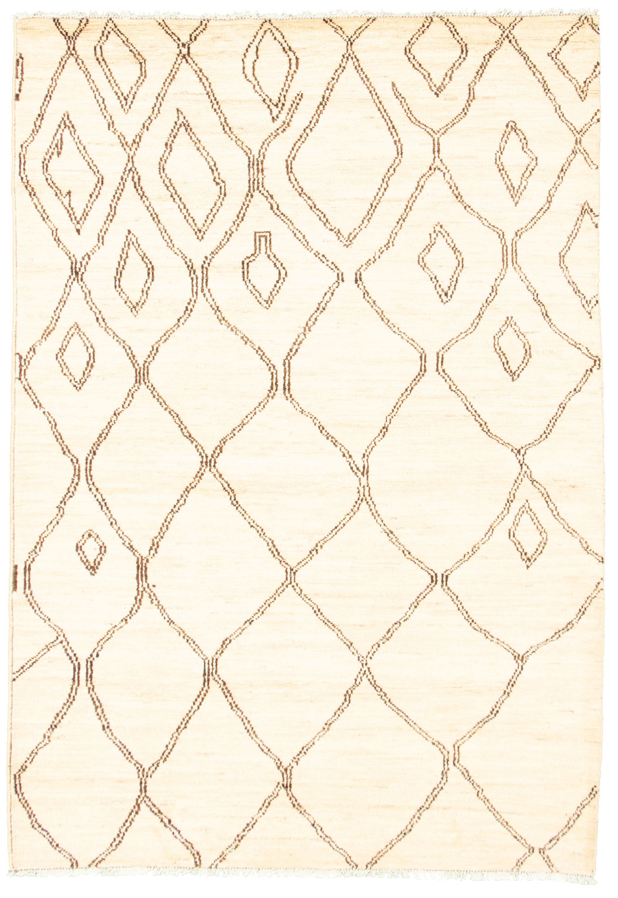 Hand-knotted Marrakech Cream Wool Rug 5'4" x 7'8" Size: 5'4" x 7'8"  