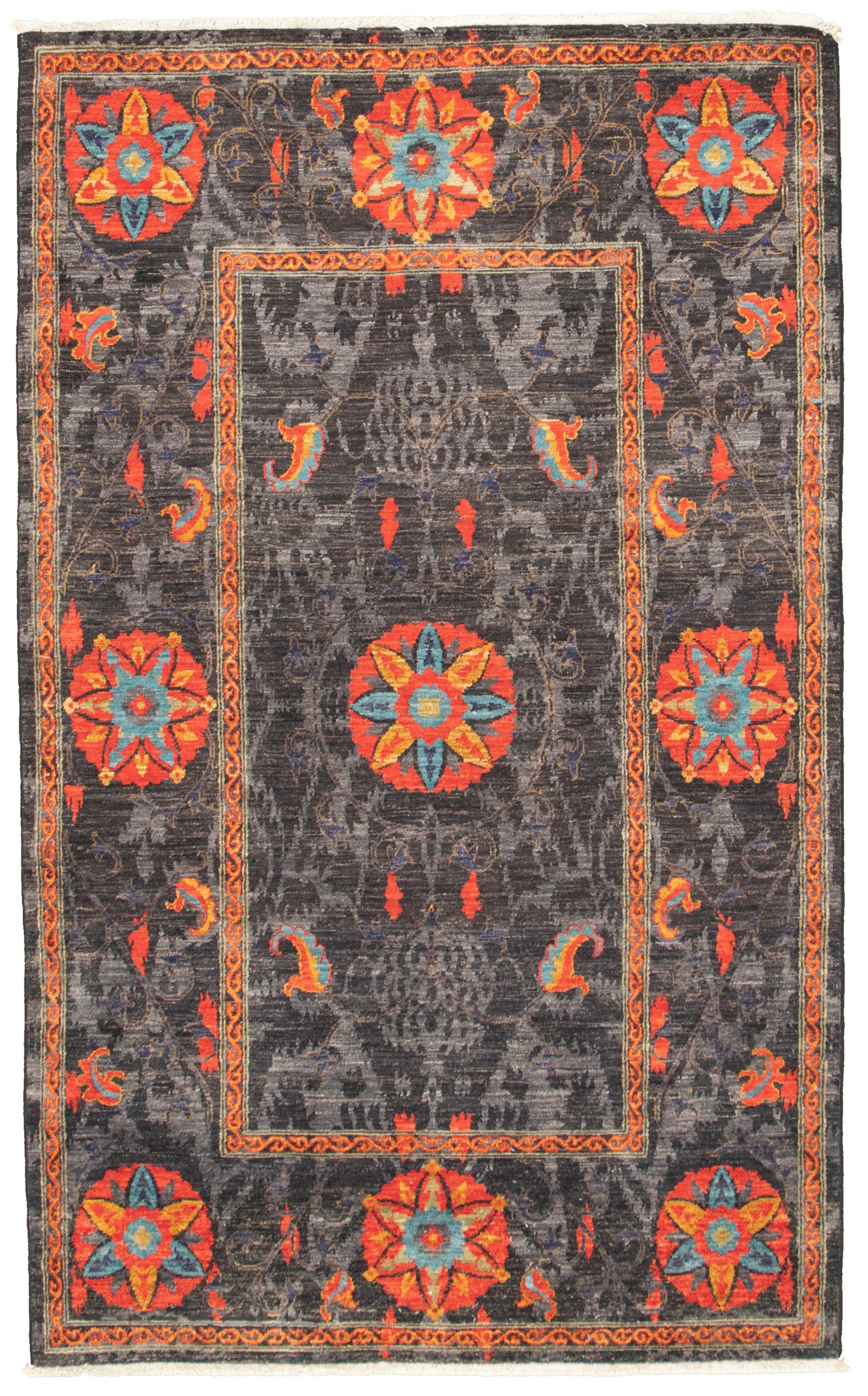 Hand-knotted Signature Collection Black Wool Rug 5'0" x 7'6" Size: 5'0" x 7'6"  