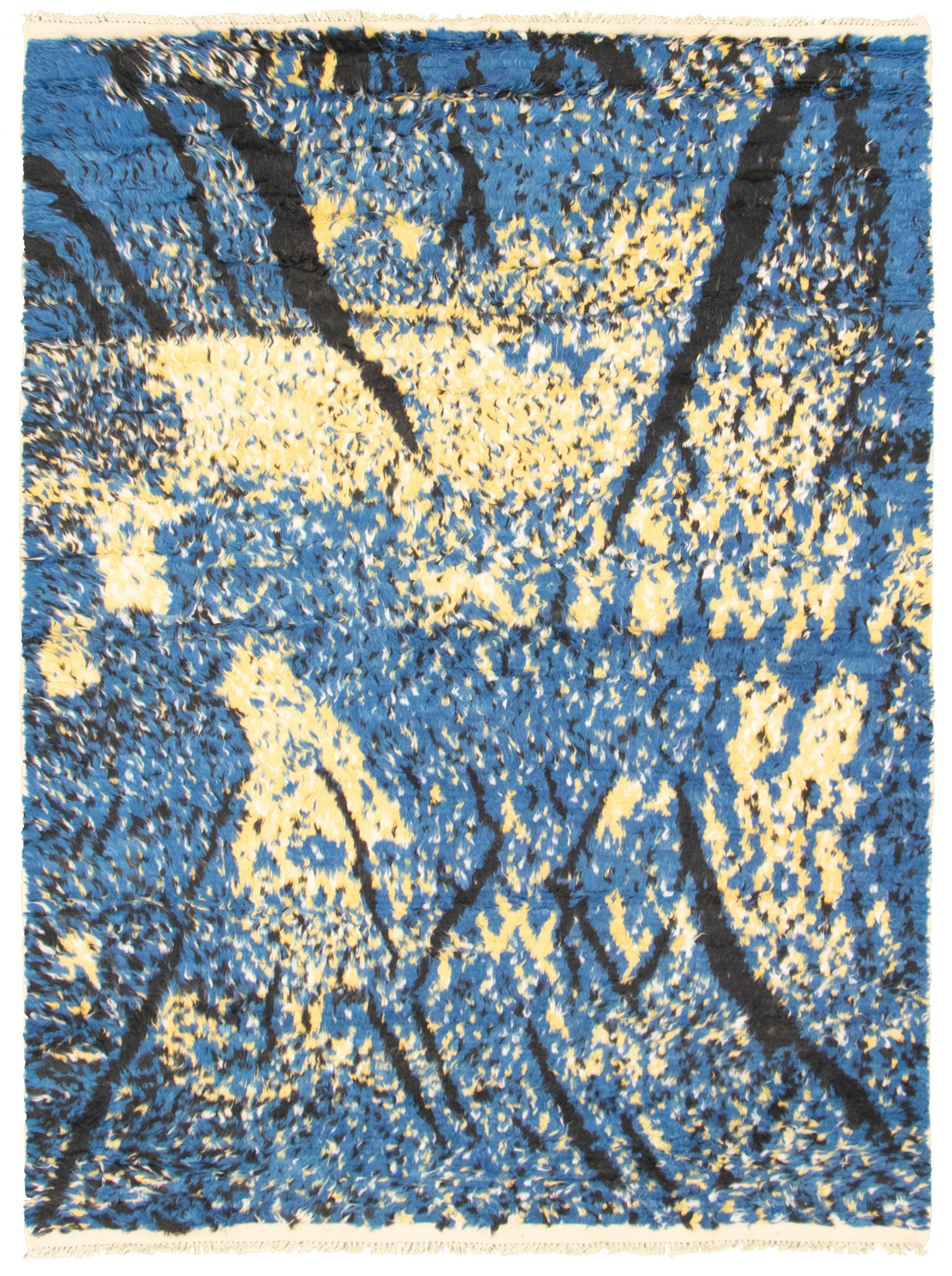 Hand-knotted Abstract Lahore Legacy Dark Blue Wool Rug 5'9" x 7'10" Size: 5'9" x 7'10"  