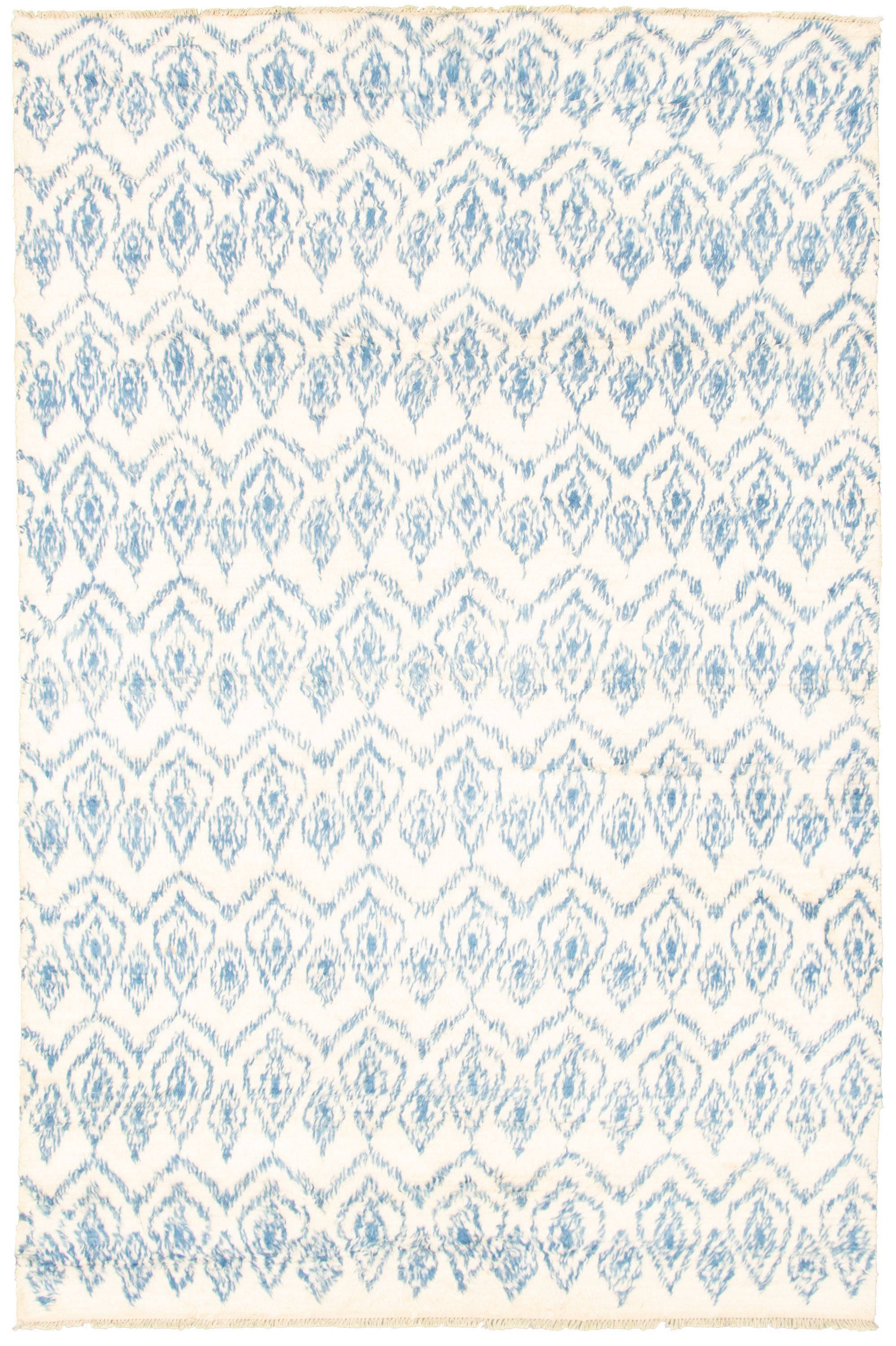 Hand-knotted Abstract Lahore Legacy Cream Wool Rug 6'1" x 9'7" Size: 6'1" x 9'7"  