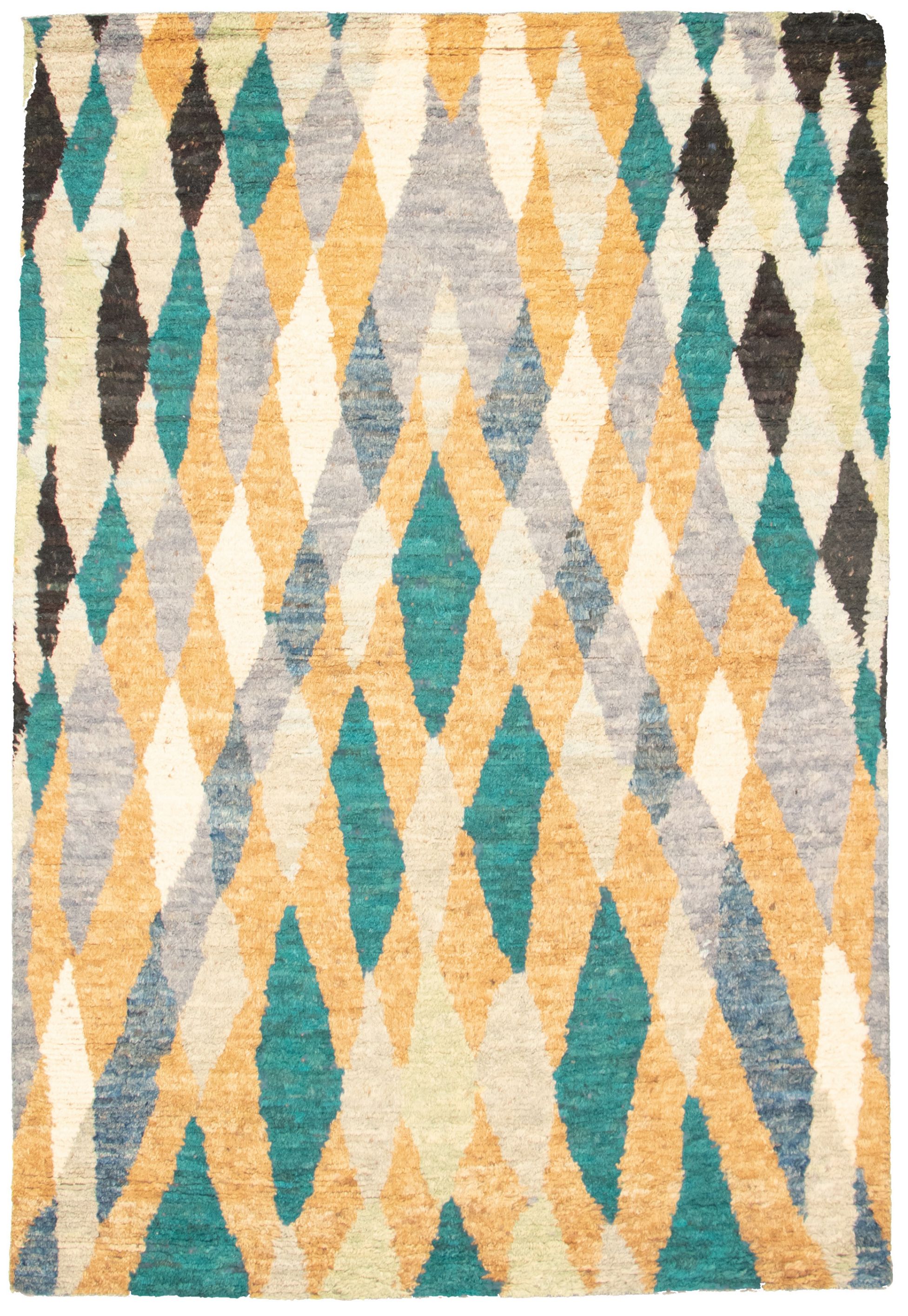 Hand-knotted Abstract Lahore Legacy Cream Wool Rug 6'5" x 9'6" Size: 6'5" x 9'6"  