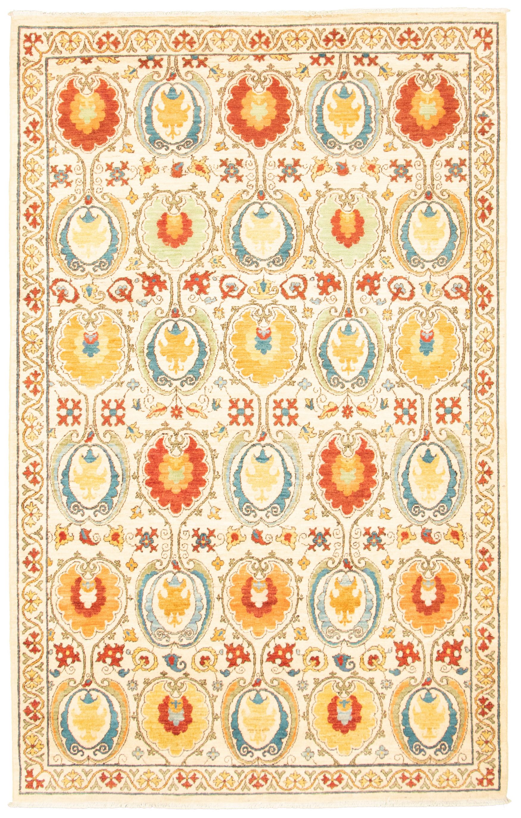 Hand-knotted Signature Collection Cream Wool Rug 6'0" x 9'10" Size: 6'0" x 9'10"  
