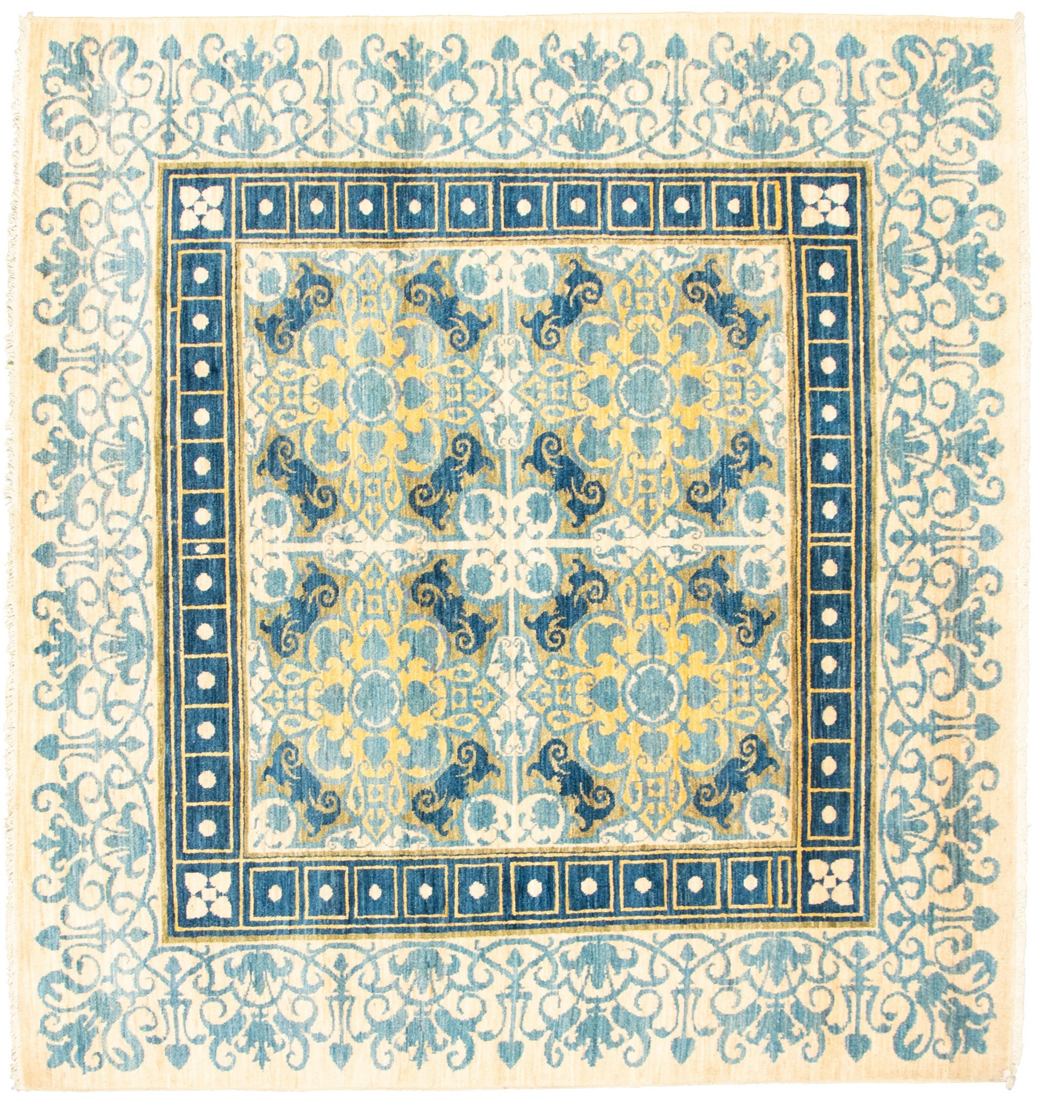 Hand-knotted Signature Collection Cream Wool Rug 6'1" x 5'7" Size: 6'1" x 5'7"  