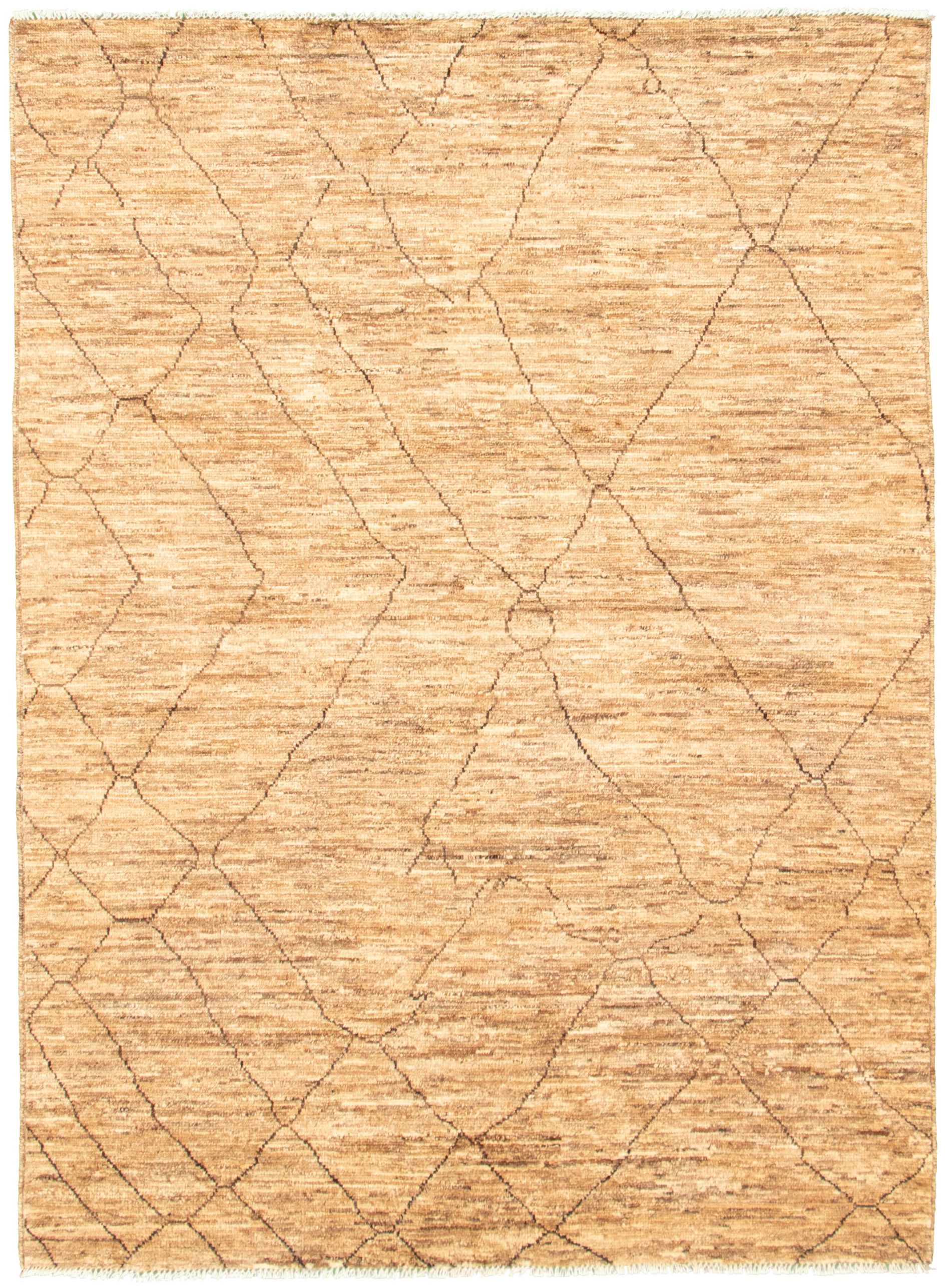 Hand-knotted Marrakech Tan Wool Rug 6'1" x 8'6" Size: 6'1" x 8'6"  
