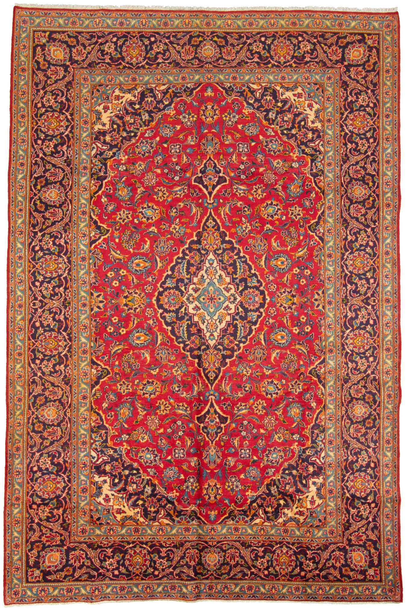 Hand-knotted Kashan  Wool Rug 6'11" x 10'6" Size: 6'11" x 10'6"  