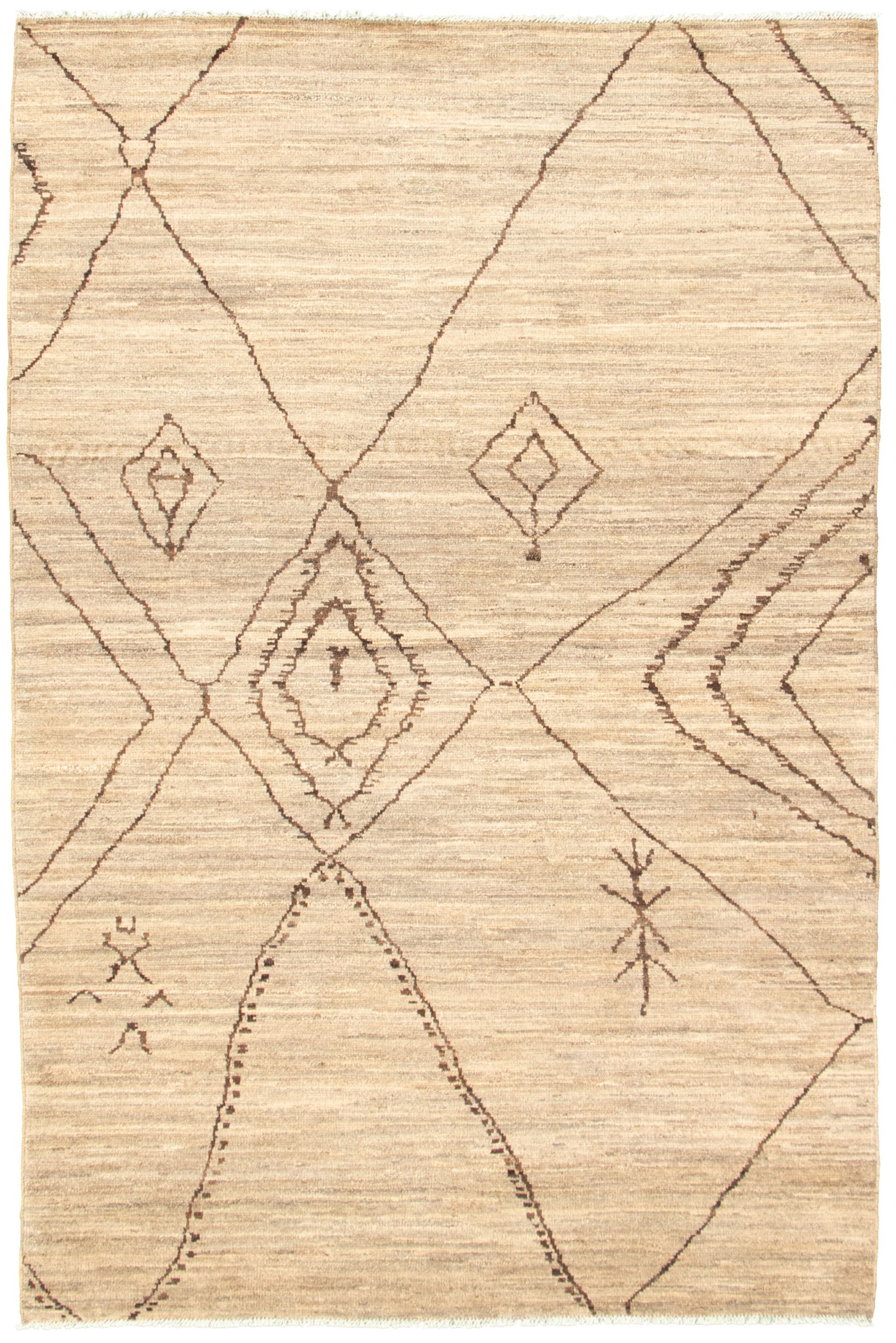 Hand-knotted Marrakech Tan Wool Rug 6'1" x 9'3" Size: 6'1" x 9'3"  