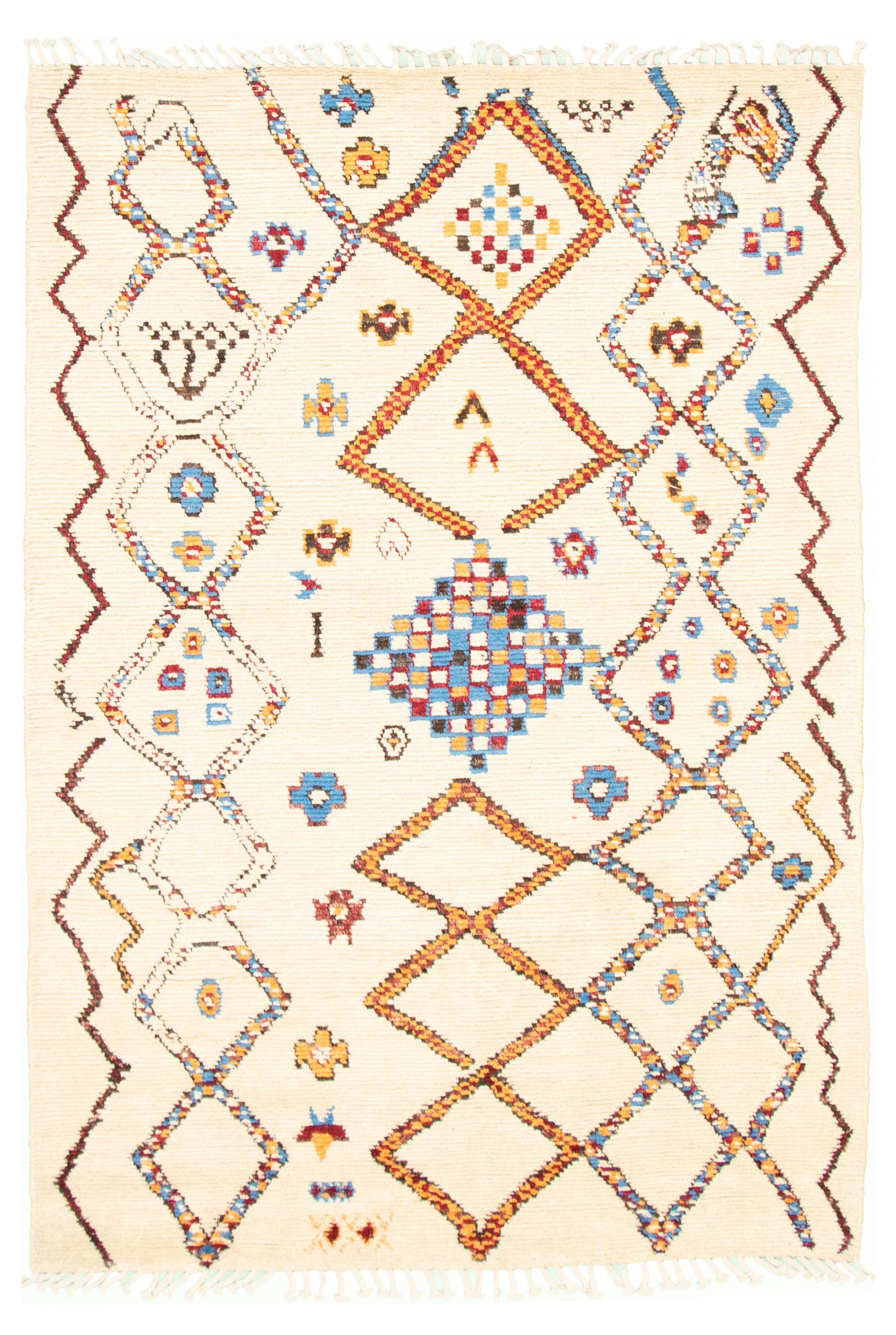 Hand-knotted Marrakech Cream Wool Rug 6'1" x 8'10" Size: 6'1" x 8'10"  