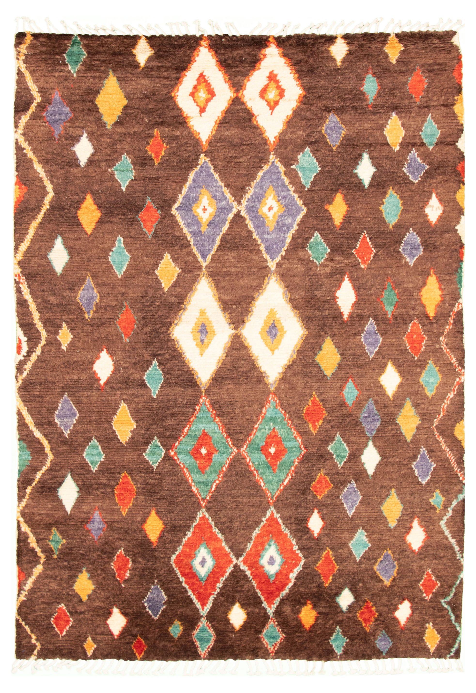 Hand-knotted Marrakech Dark Brown Wool Rug 6'0" x 8'11" Size: 6'0" x 8'11"  