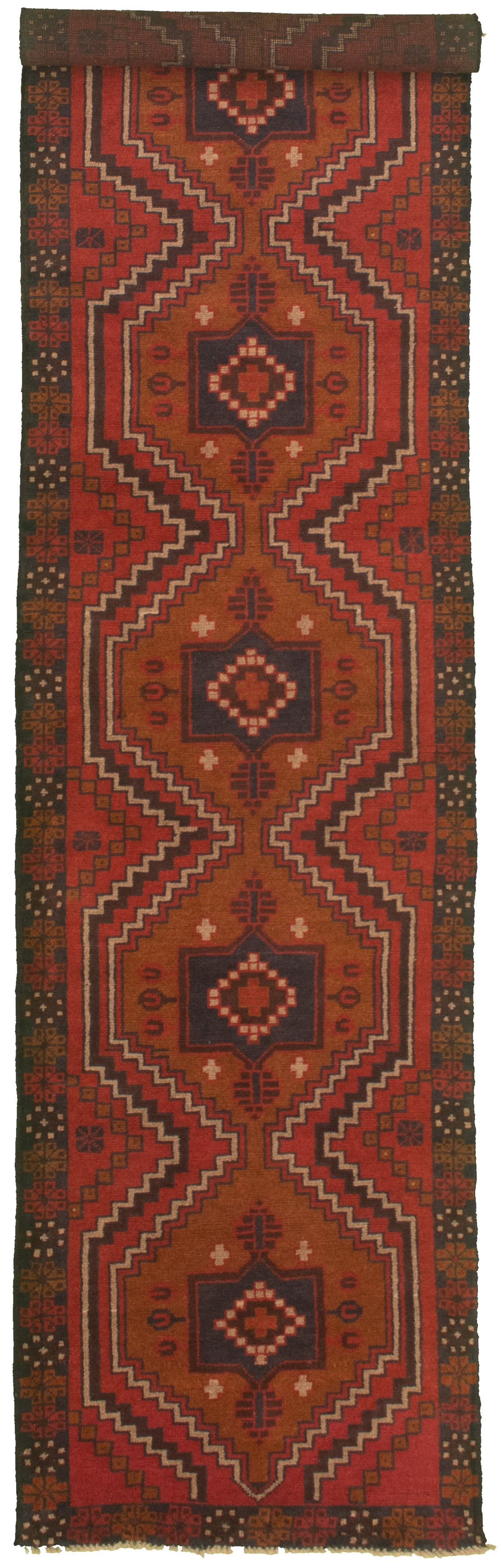 Hand-knotted Baluch Red Wool Rug 2'8" x 12'9" Size: 2'8" x 12'9"  