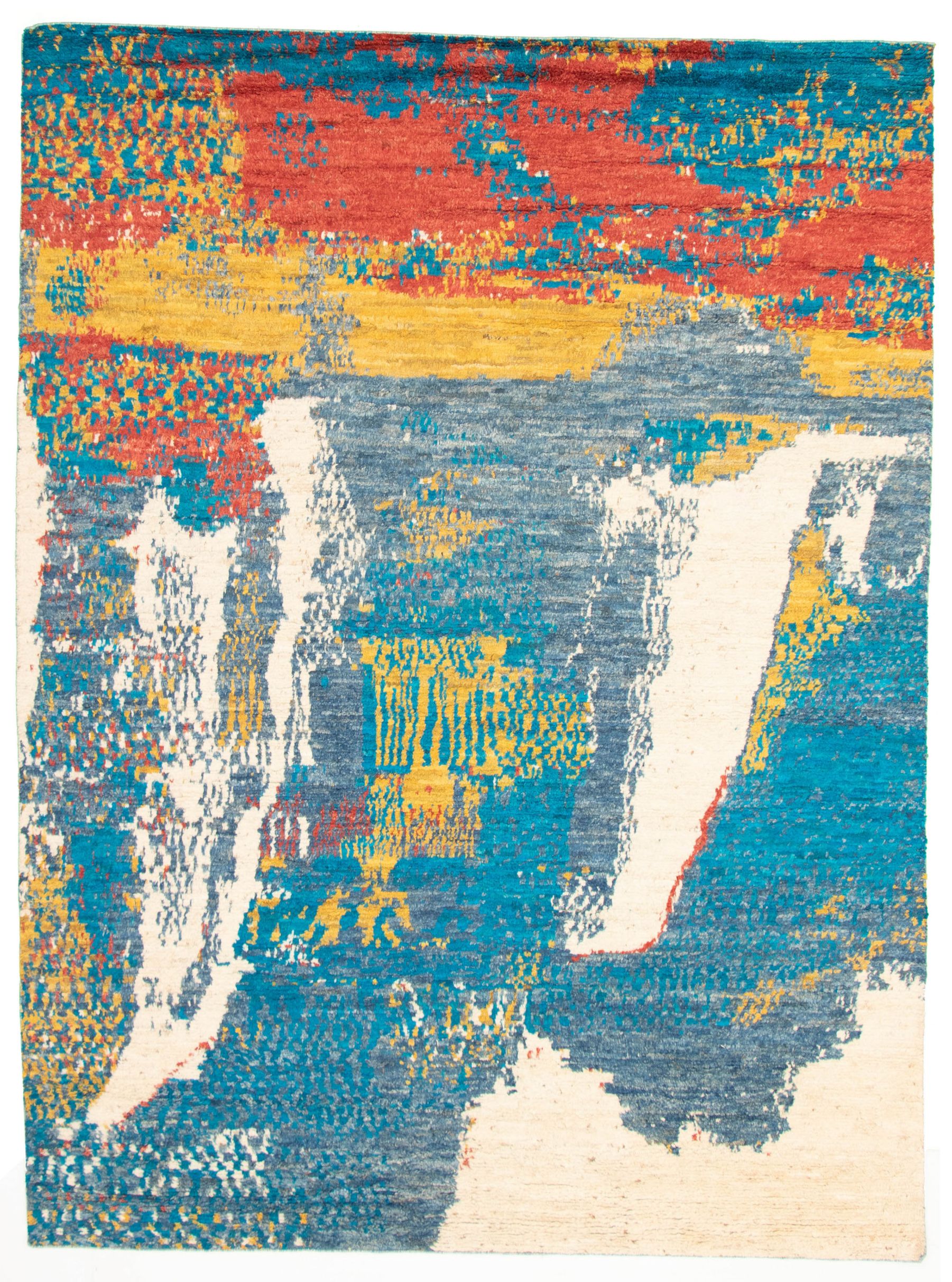 Hand-knotted Abstract Lahore Legacy Turquoise Wool Rug 8'7" x 11'6" Size: 8'7" x 11'6"  