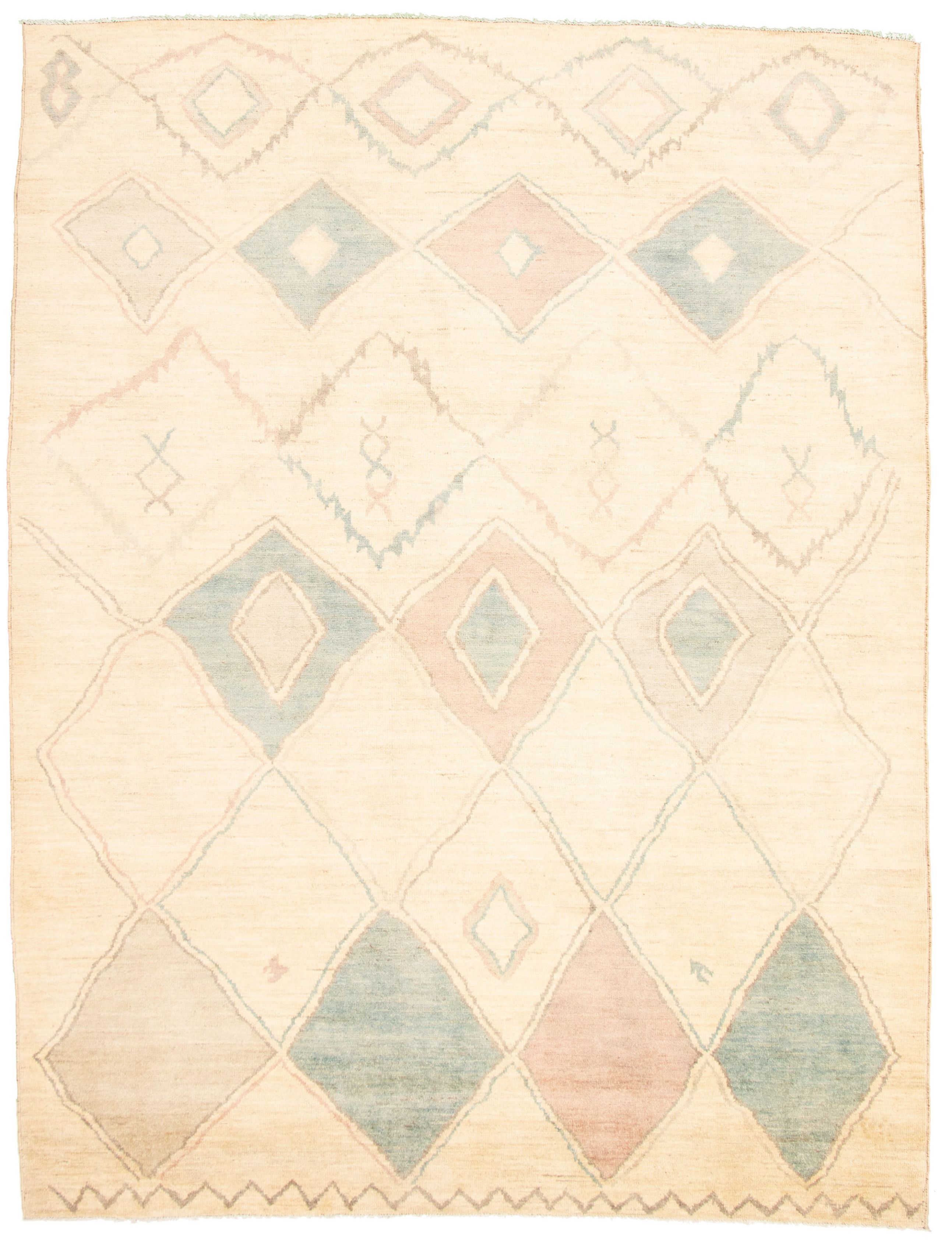 Hand-knotted Marrakech Cream Wool Rug 9'0" x 11'9" Size: 9'0" x 11'9"  