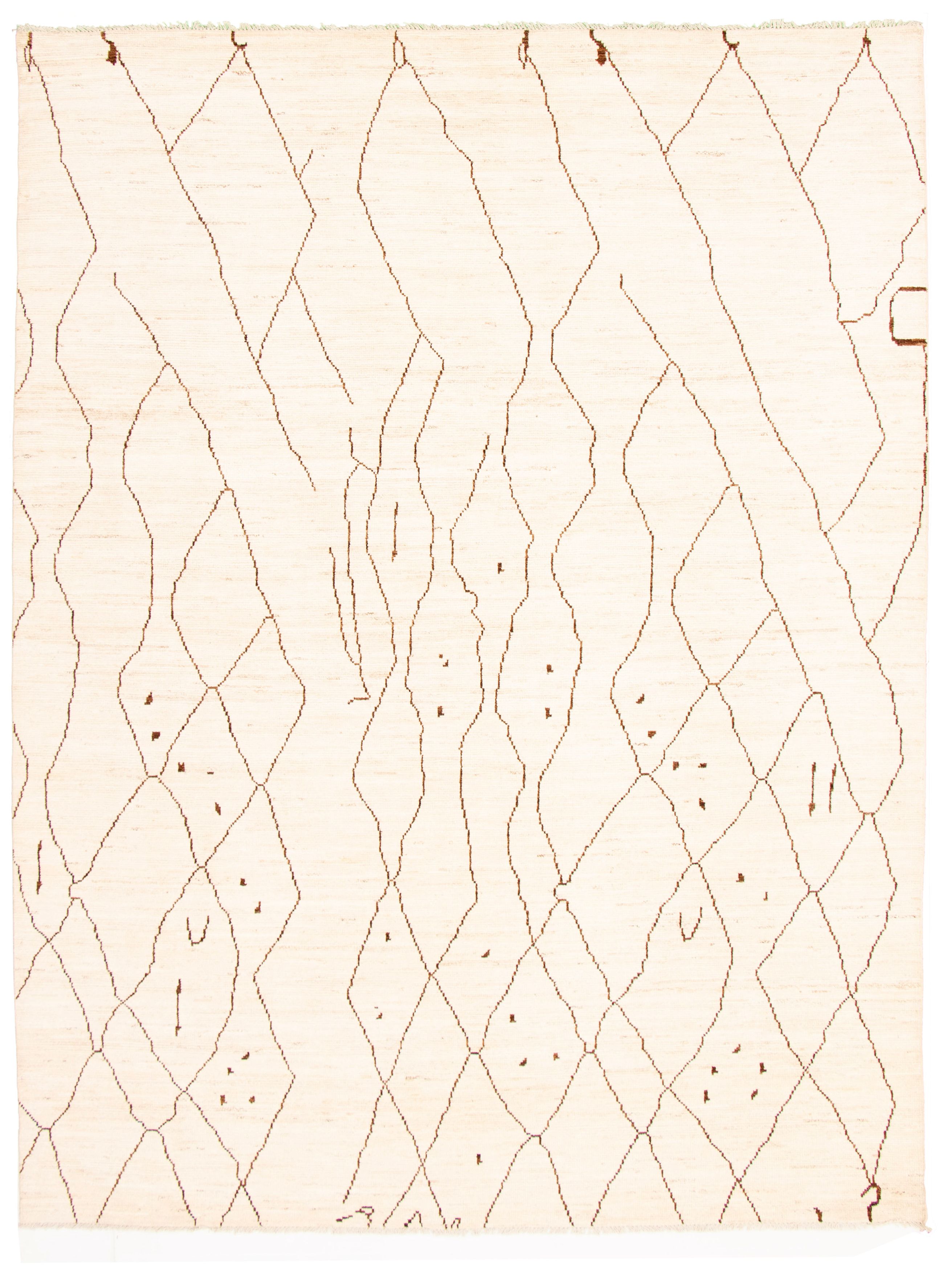Hand-knotted Marrakech Cream Wool Rug 9'1" x 11'10" Size: 9'1" x 11'10"  