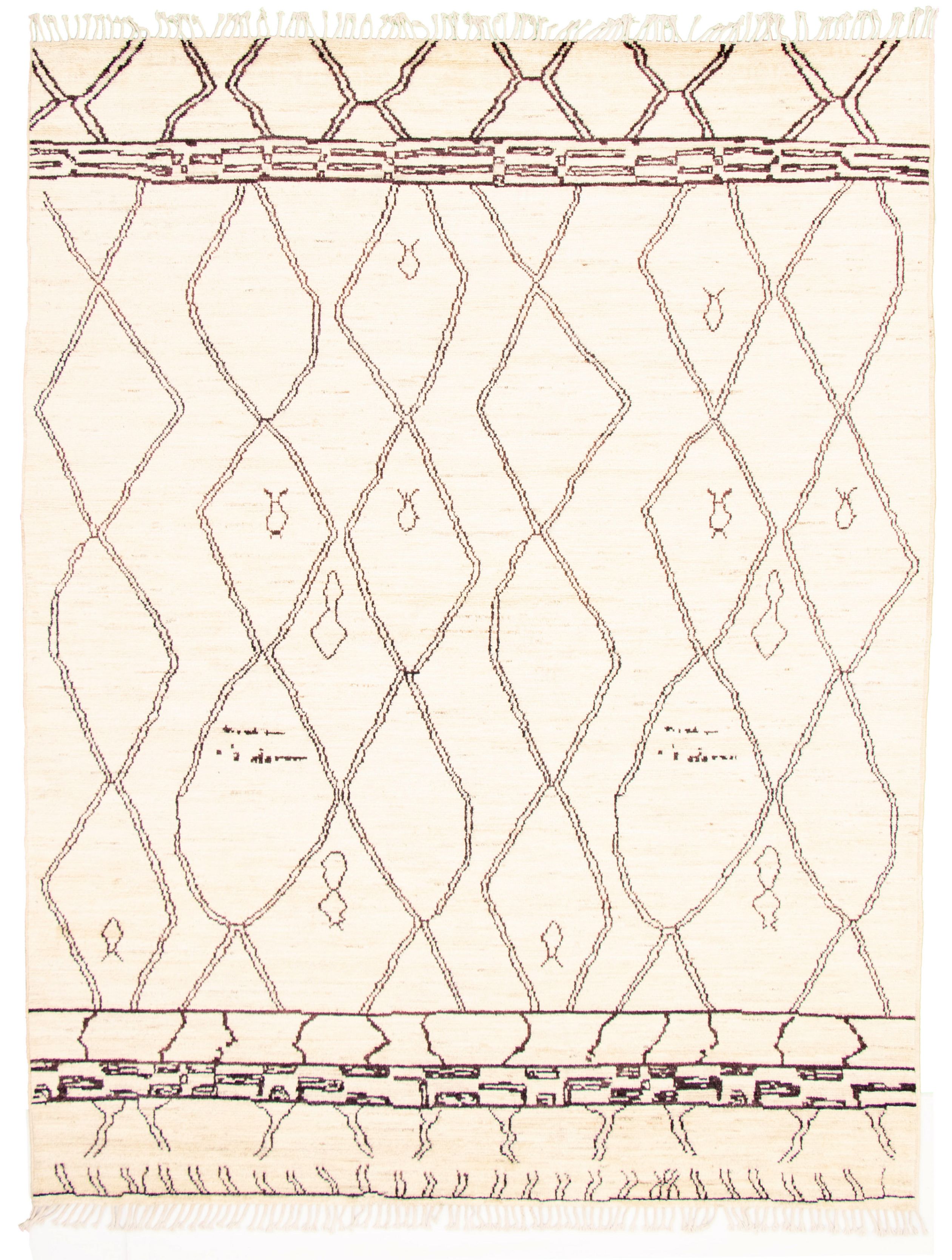 Hand-knotted Marrakech Ivory Wool Rug 8'11" x 11'7" Size: 8'11" x 11'7"  