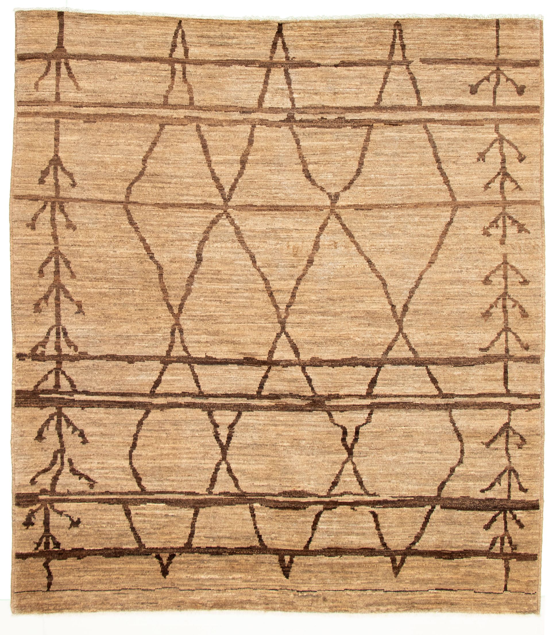 Hand-knotted Marrakech Brown Wool Rug 8'7" x 9'3" Size: 8'7" x 9'3"  