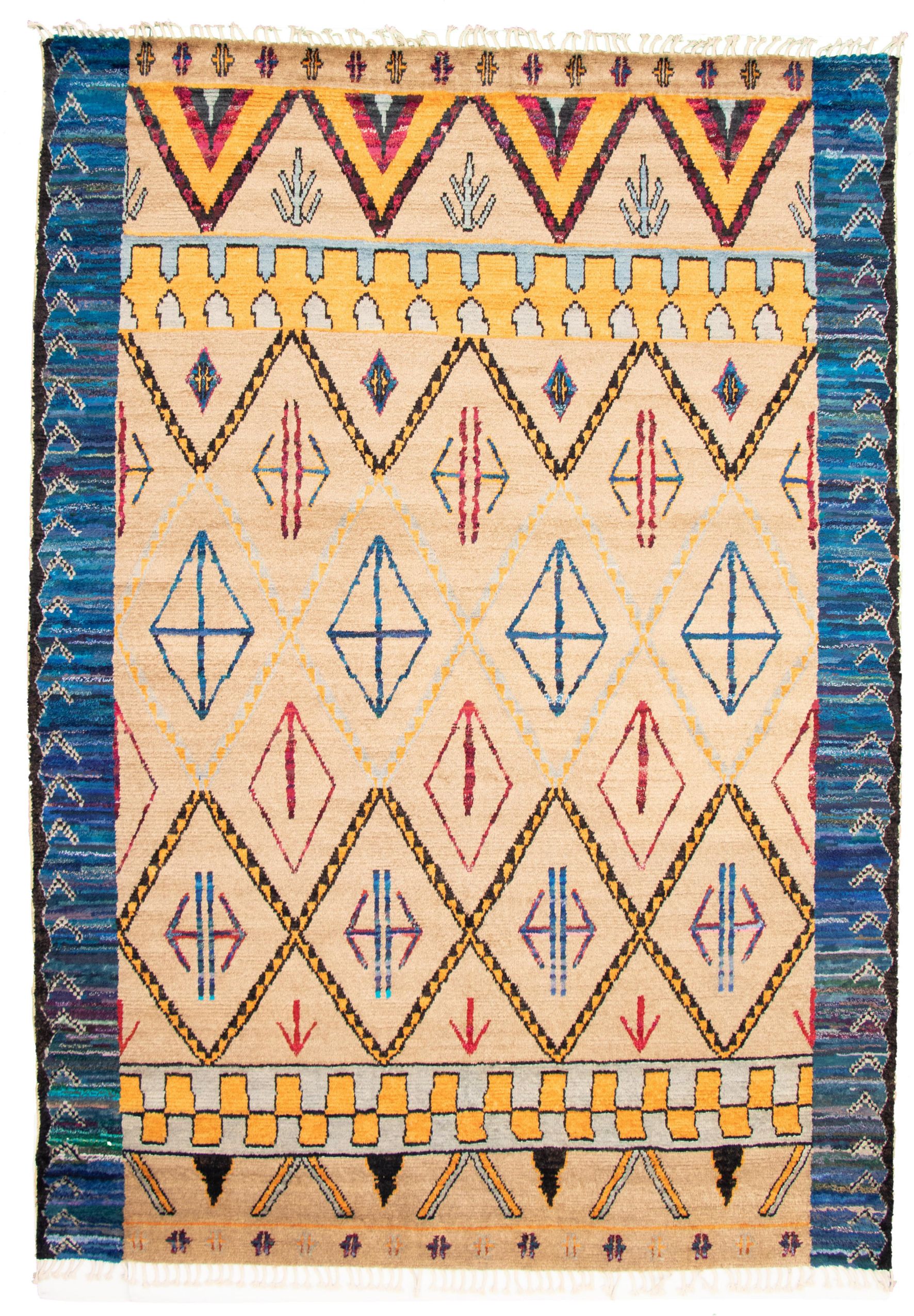 Hand-knotted Marrakech Tan Wool Rug 9'1" x 12'7" Size: 9'1" x 12'7"  