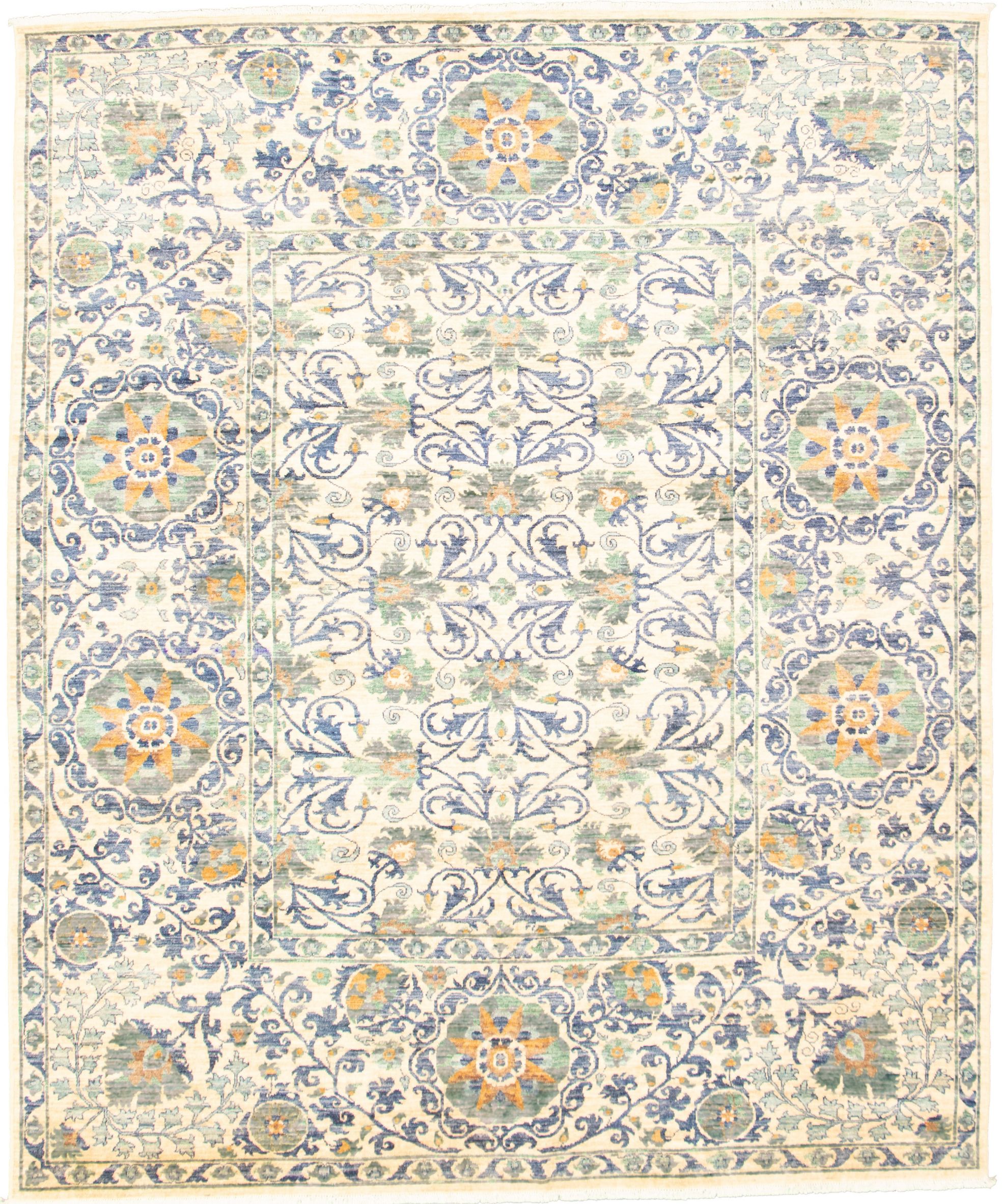Hand-knotted Signature Collection Cream Wool Rug 8'0" x 10'0" Size: 8'0" x 10'0"  