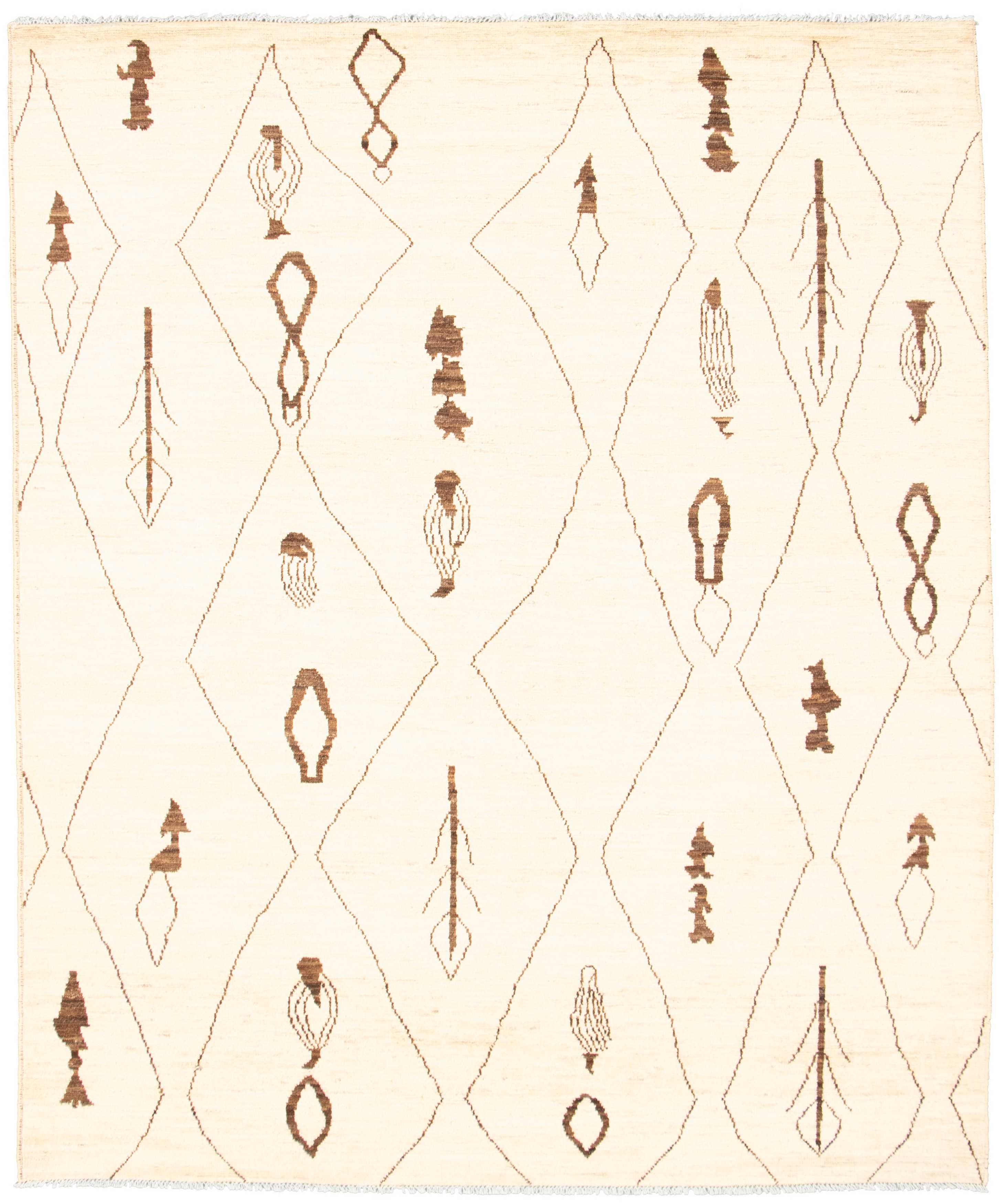 Hand-knotted Marrakech Cream Wool Rug 8'2" x 9'9" Size: 8'2" x 9'9"  