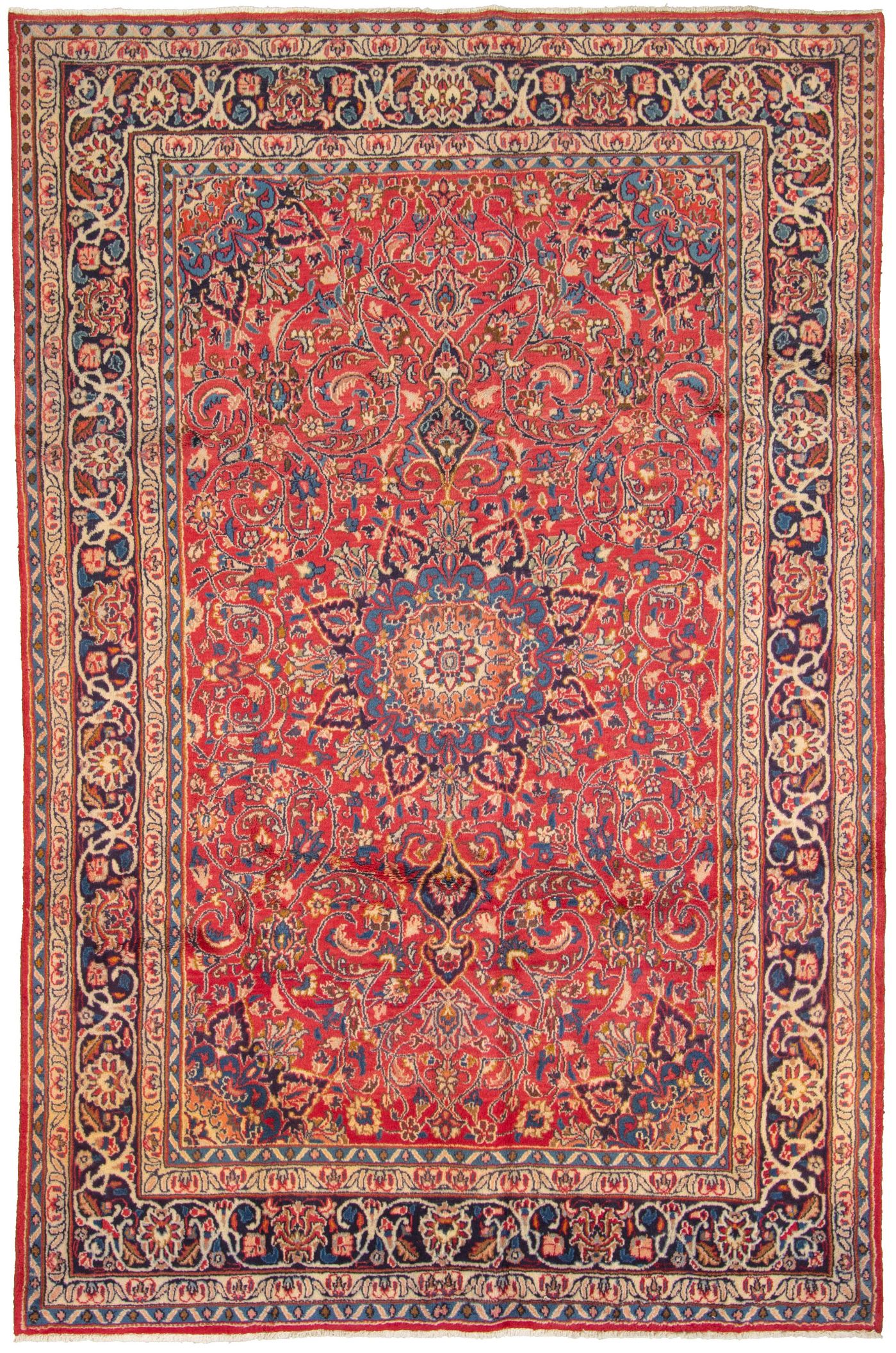 Hand-knotted Mashad  Wool Rug 6'3" x 9'7" Size: 6'3" x 9'7"  