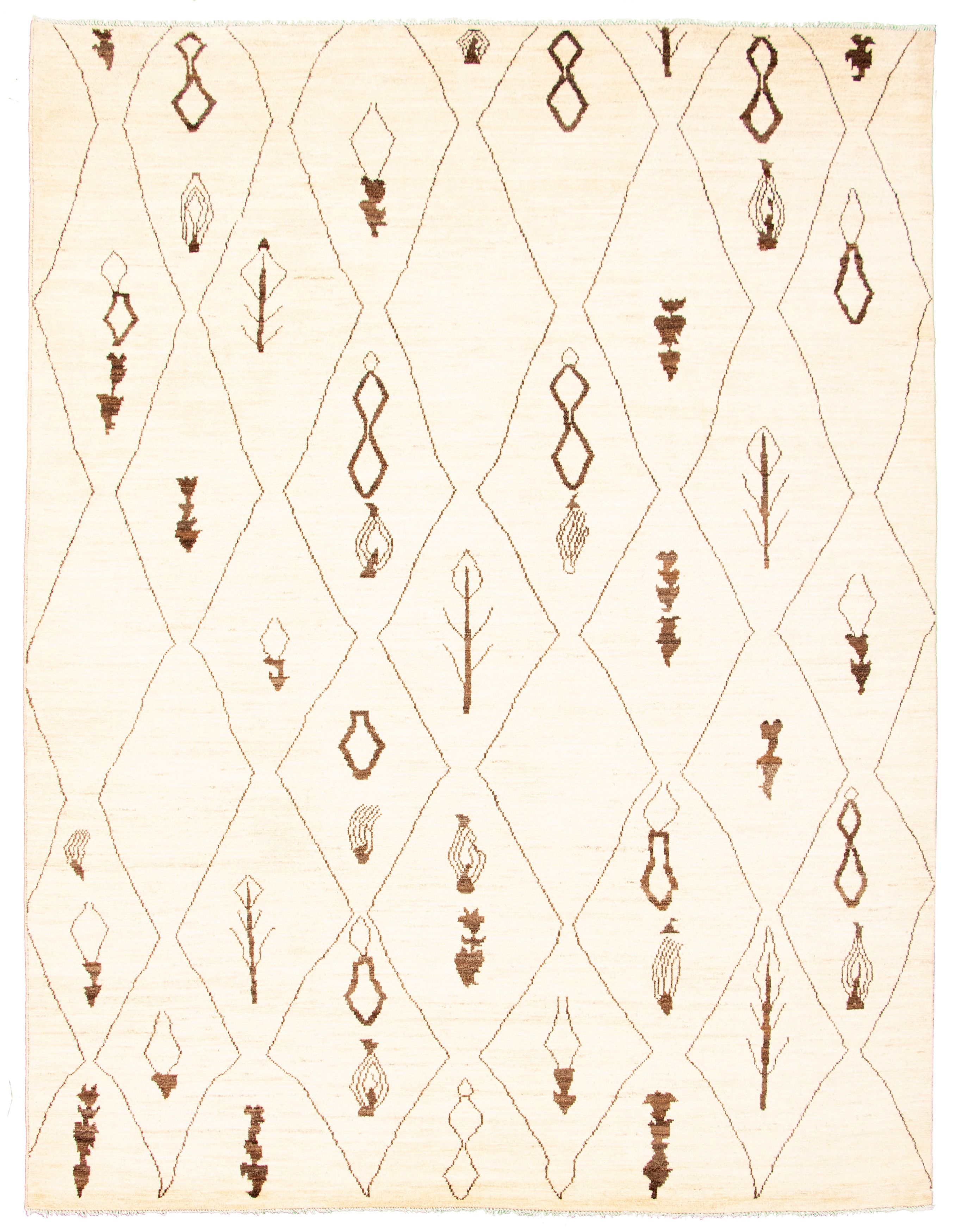 Hand-knotted Marrakech Cream Wool Rug 9'0" x 11'10" Size: 9'0" x 11'10"  