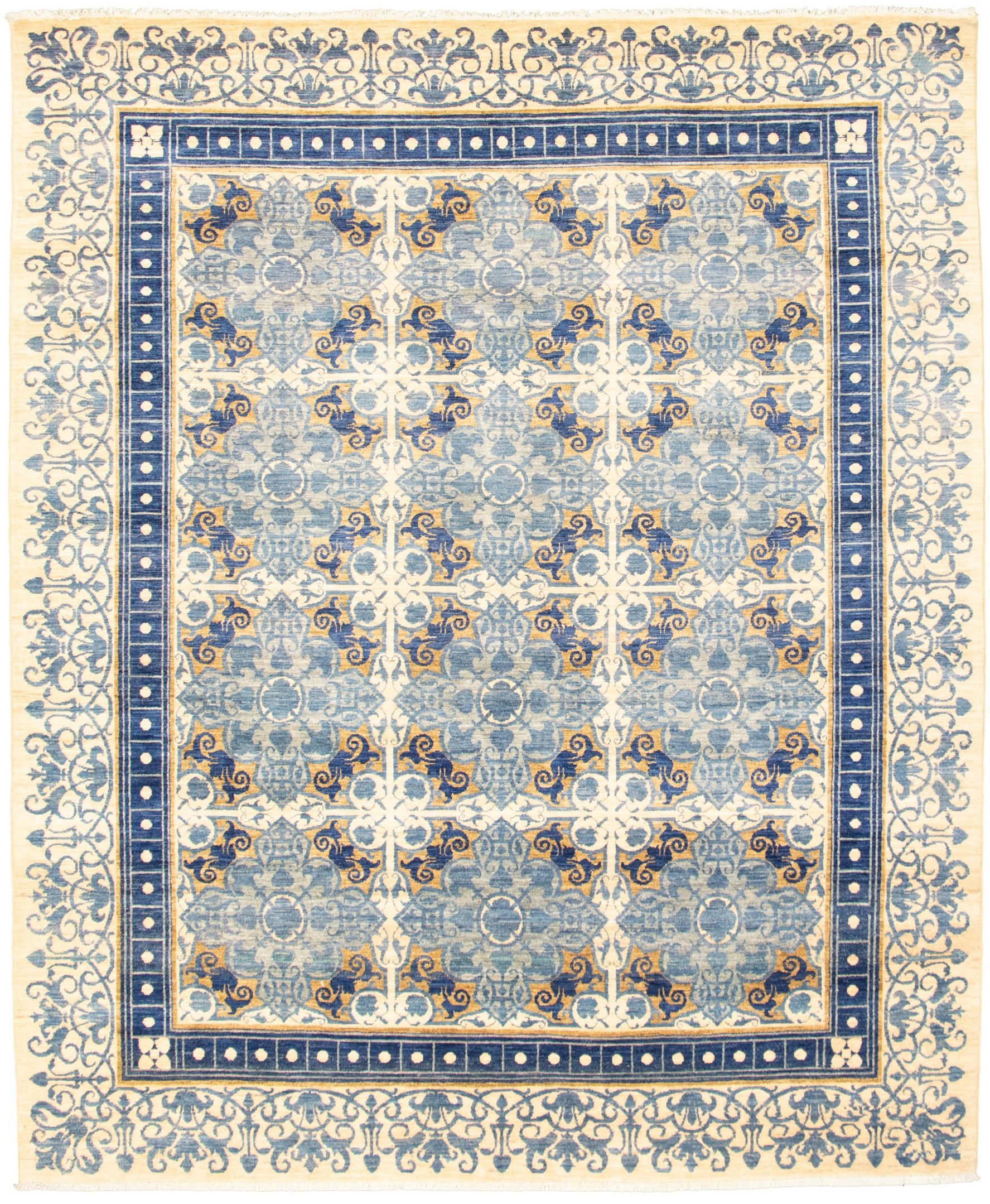 Hand-knotted Signature Collection Ivory Wool Rug 8'2" x 9'11" Size: 8'2" x 9'11"  