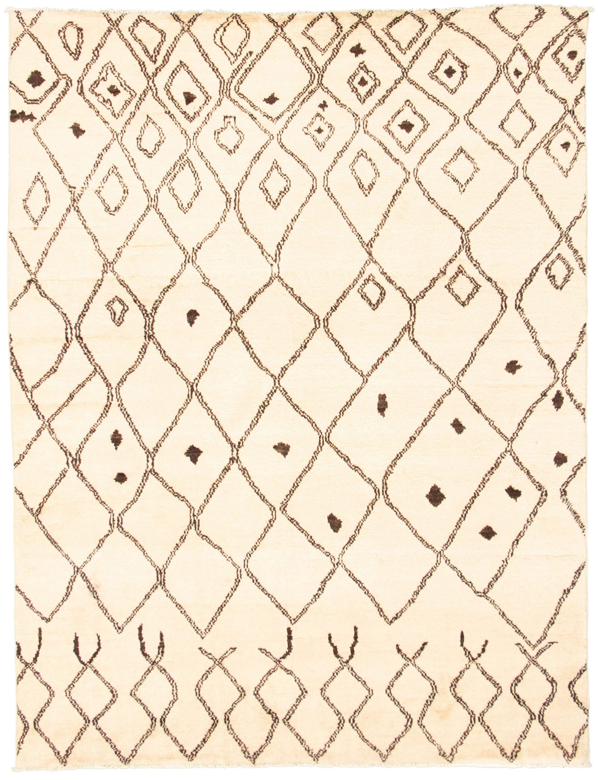 Hand-knotted Marrakech Cream Wool Rug 9'4" x 11'11" Size: 9'4" x 11'11"  