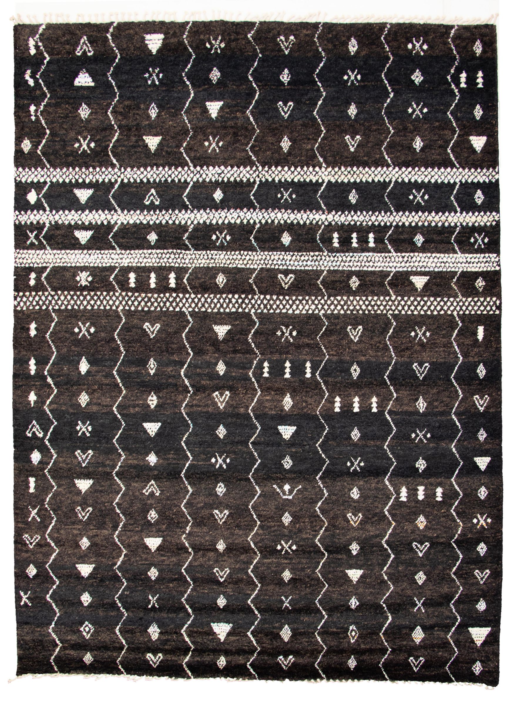 Hand-knotted Marrakech Black Wool Rug 9'1" x 12'4" Size: 9'1" x 12'4"  