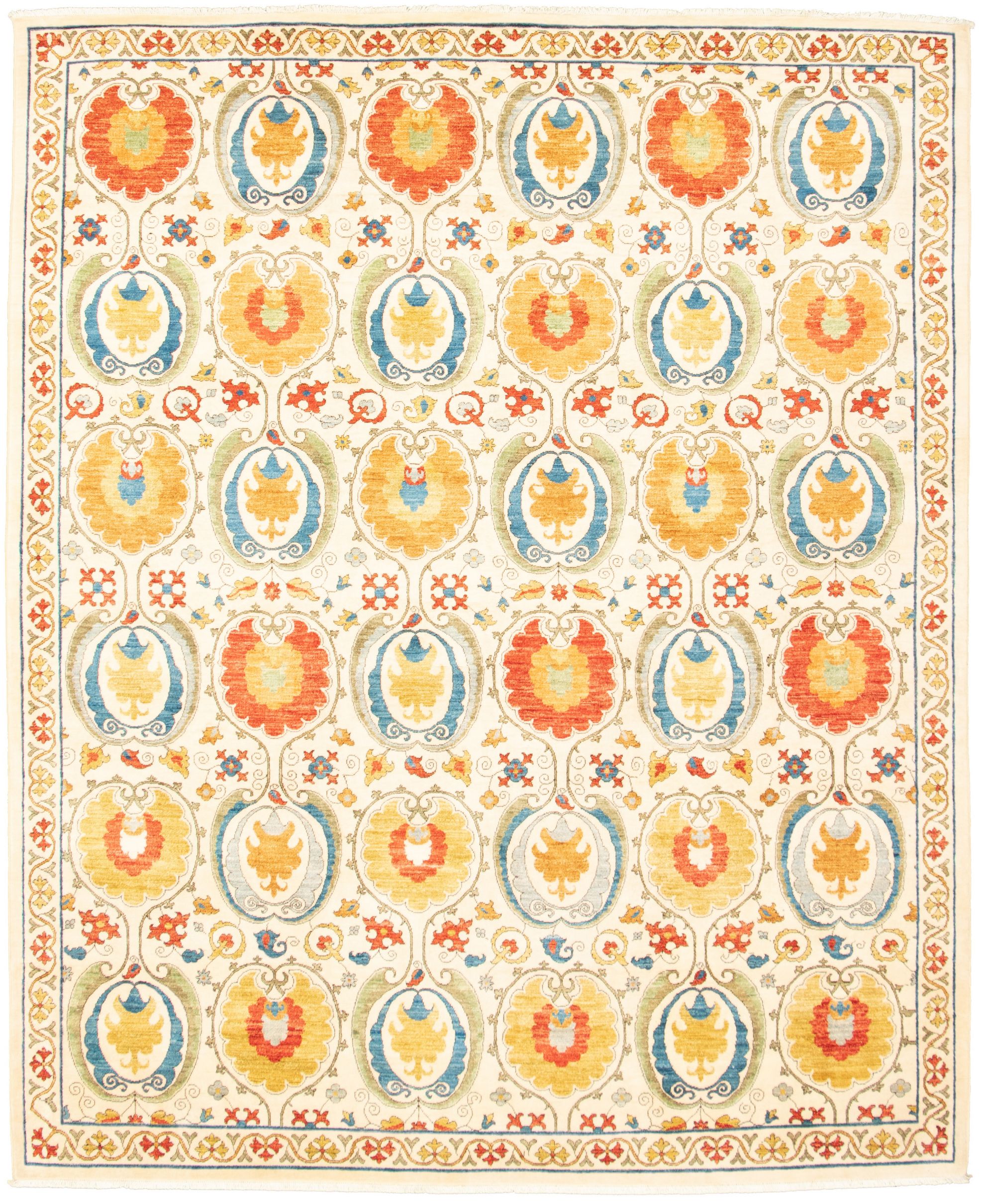 Hand-knotted Signature Collection Cream Wool Rug 10'0" x 14'2" Size: 10'0" x 14'2"  