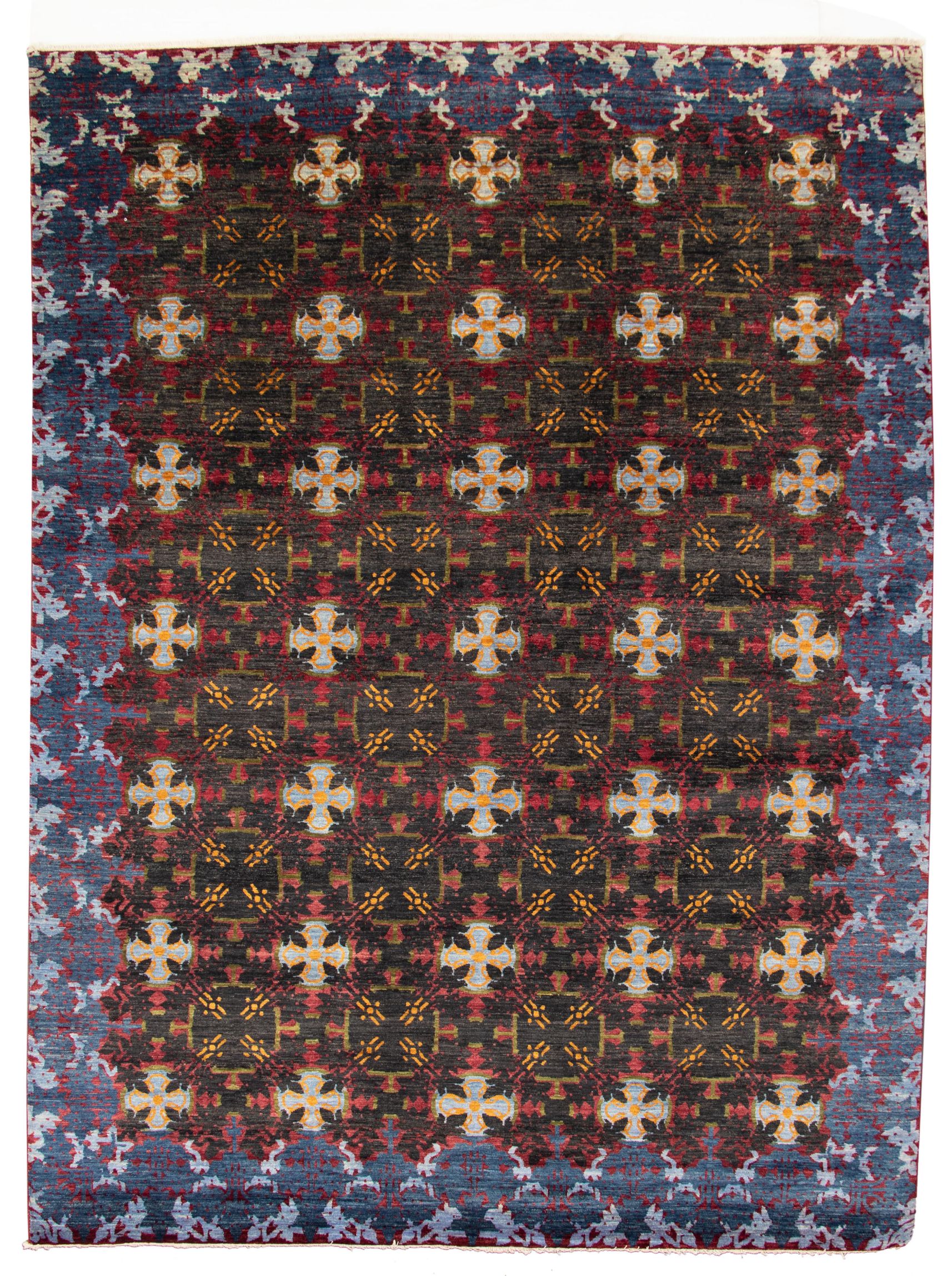 Hand-knotted Signature Collection Black Wool Rug 9'2" x 12'2" Size: 9'2" x 12'2"  