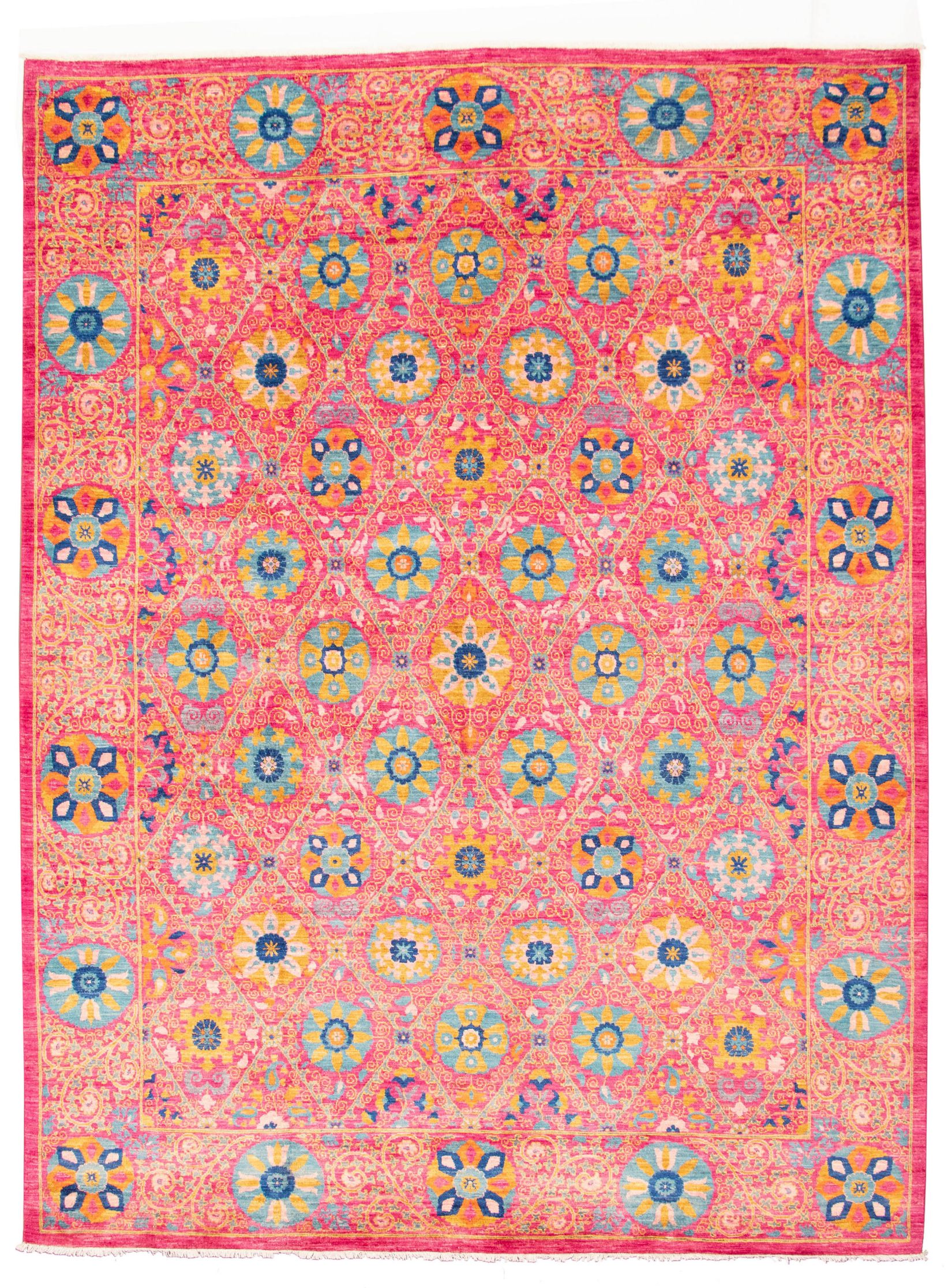 Hand-knotted Signature Collection Dark Pink Wool Rug 9'1" x 12'0" Size: 9'1" x 12'0"  