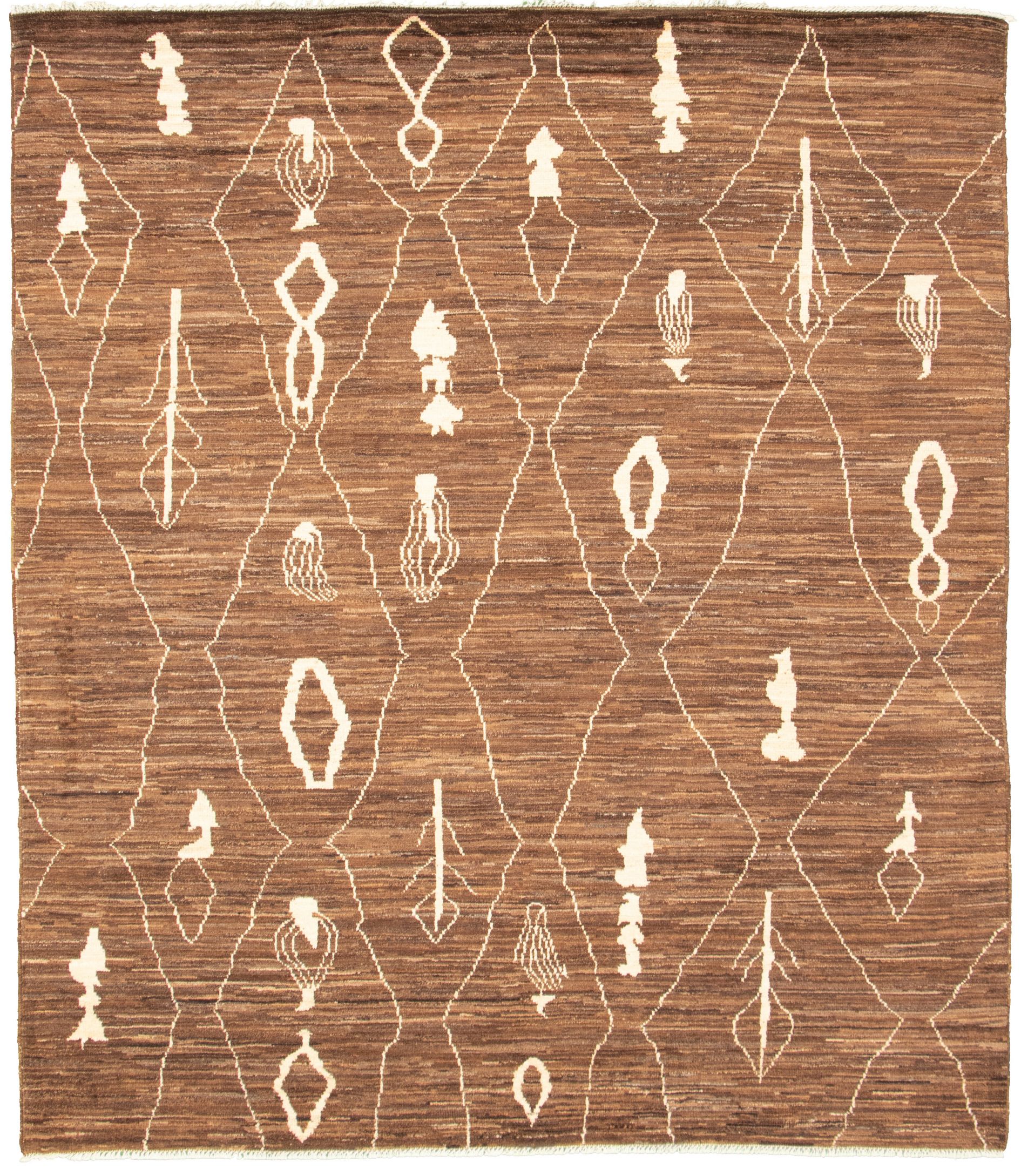 Hand-knotted Marrakech Dark Brown Wool Rug 8'2" x 9'5" Size: 8'2" x 9'5"  