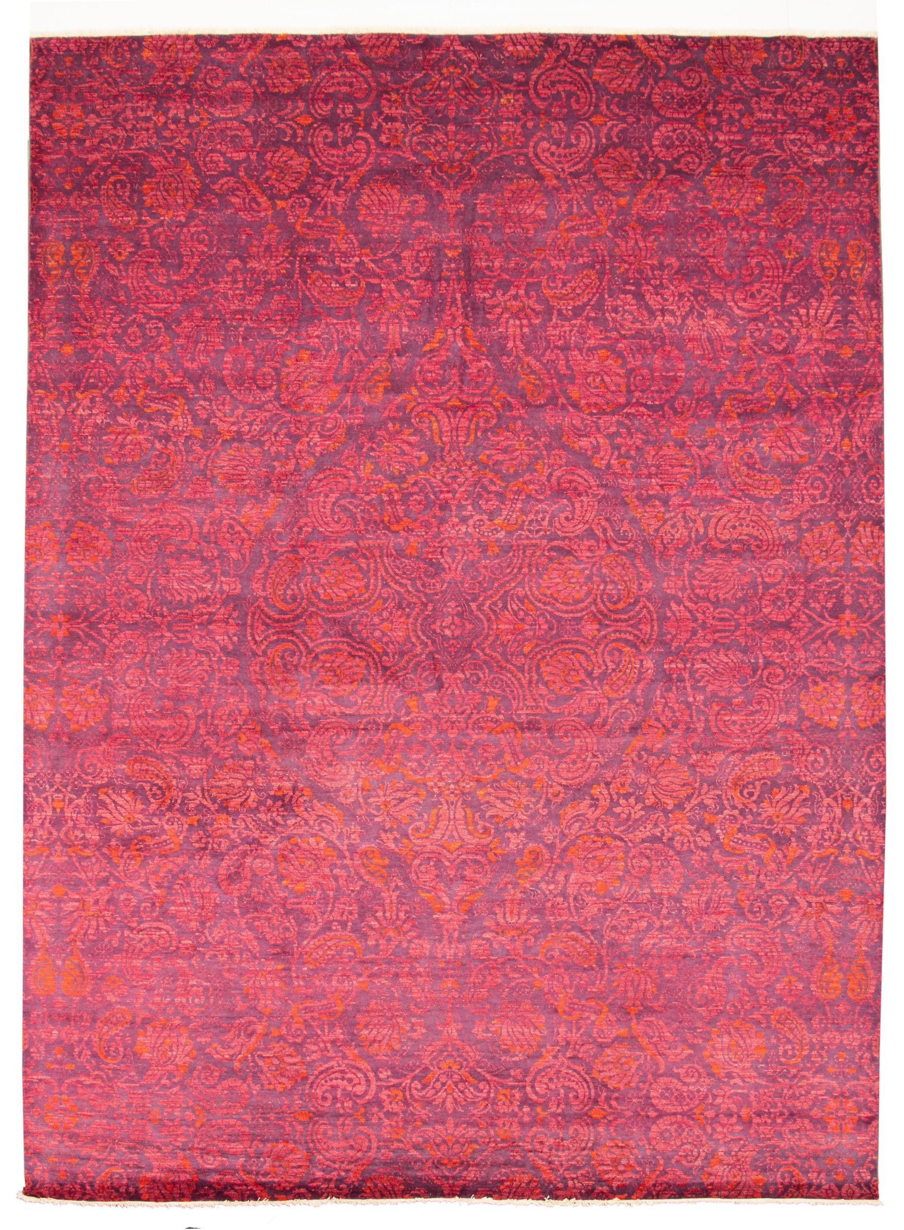 Hand-knotted Signature Collection Dark Pink Wool Rug 9'0" x 12'0" Size: 9'0" x 12'0"  