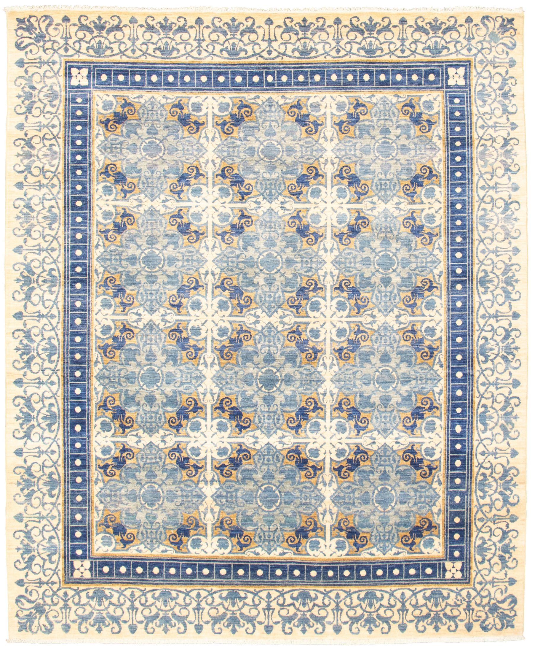Hand-knotted Signature Collection Cream Wool Rug 8'1" x 9'6" Size: 8'1" x 9'6"  