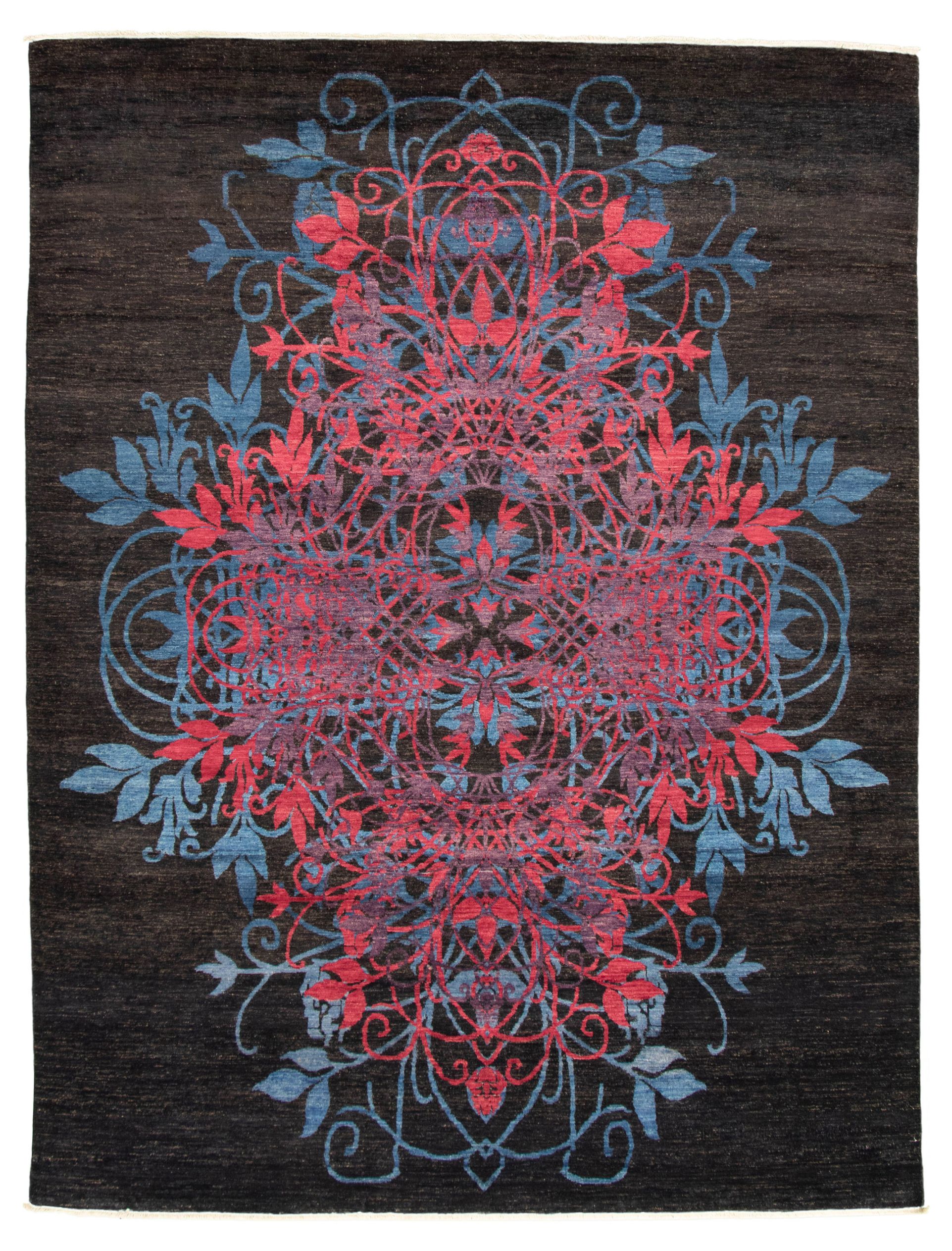 Hand-knotted Signature Collection Black Wool Rug 8'3" x 11'0" Size: 8'3" x 11'0"  