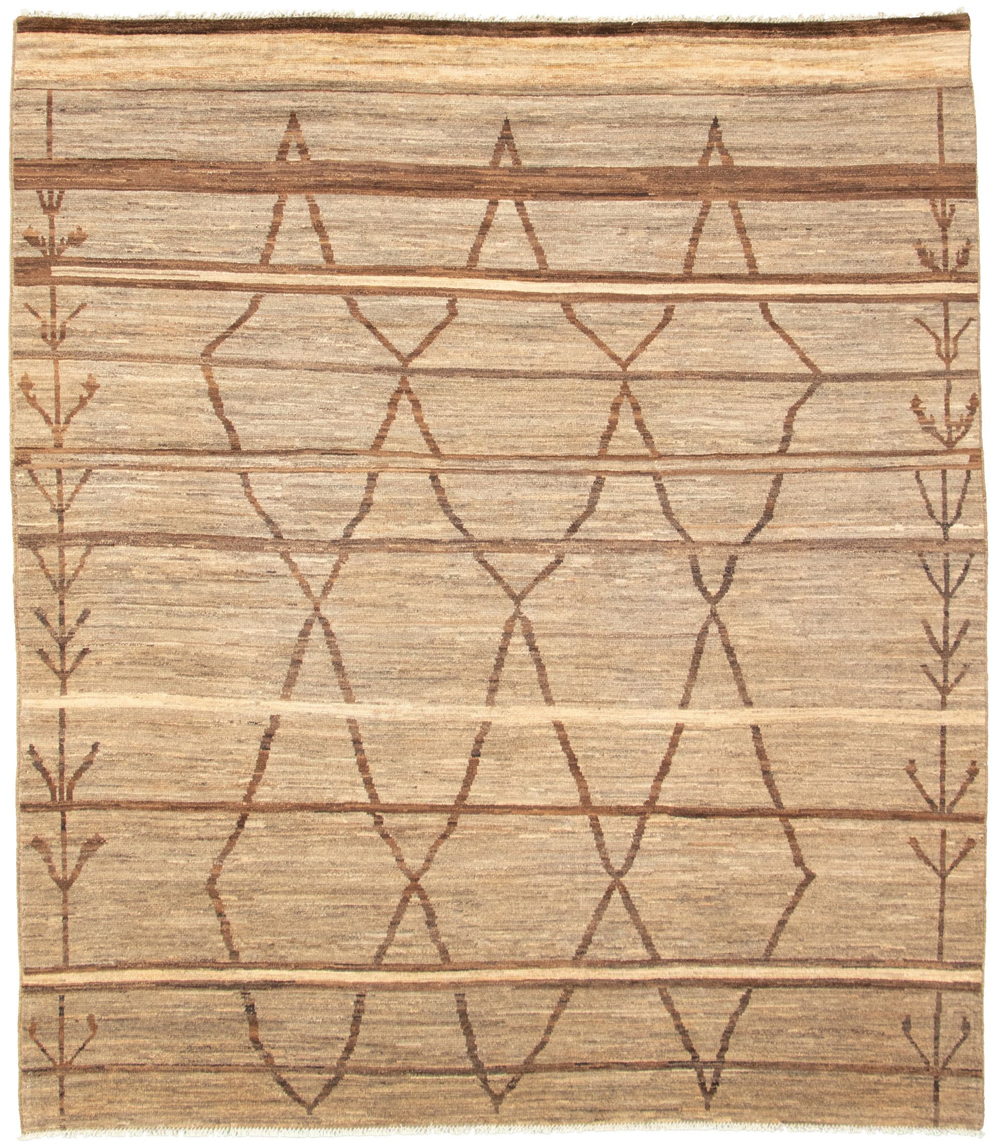 Hand-knotted Marrakech Brown Wool Rug 8'3" x 9'4" Size: 8'3" x 9'4"  