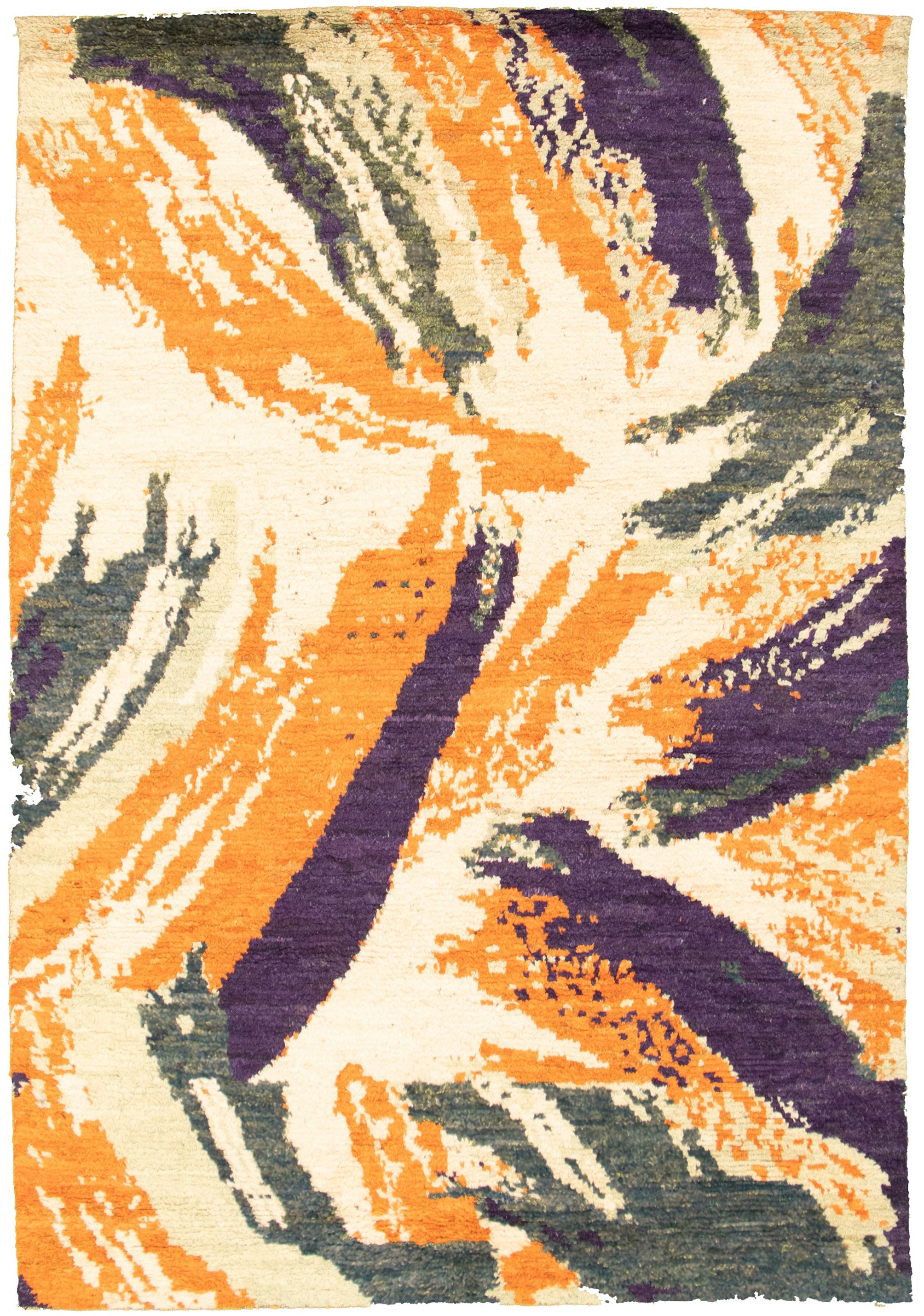 Hand-knotted Abstract Lahore Legacy Cream Wool Rug 6'5" x 9'5" Size: 6'5" x 9'5"  