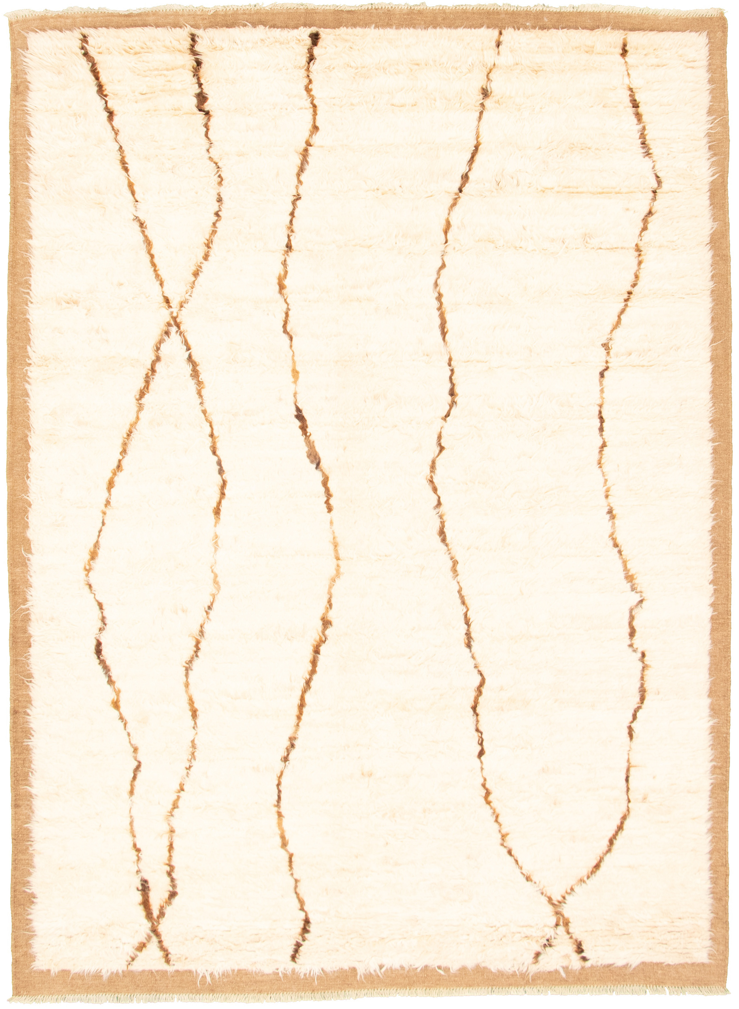 Hand-knotted Abstract Lahore Legacy Cream Wool Rug 6'8" x 9'5" Size: 6'8" x 9'5"  